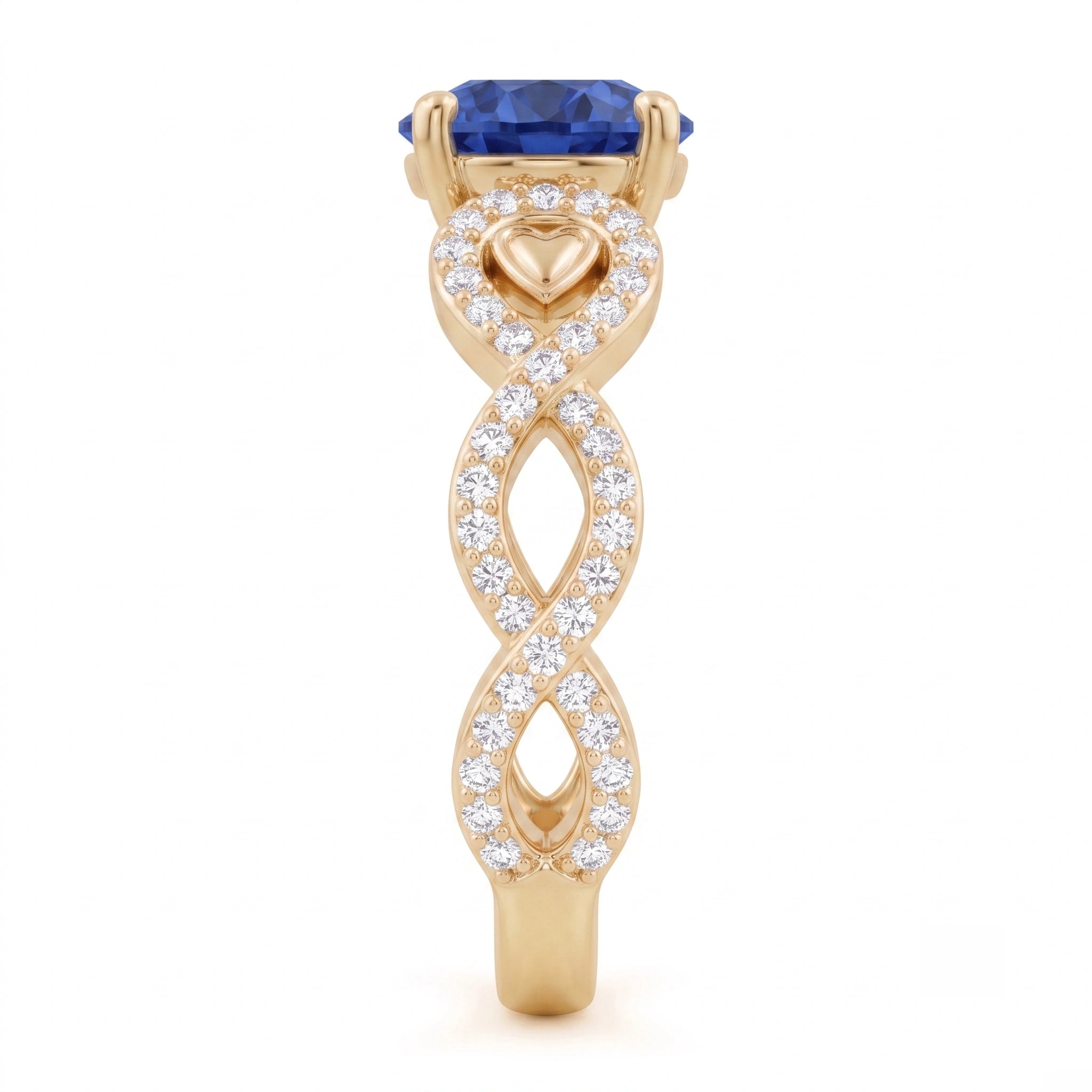 Oval Royal Blue Sapphire Filigree Openwork Engagement Ring