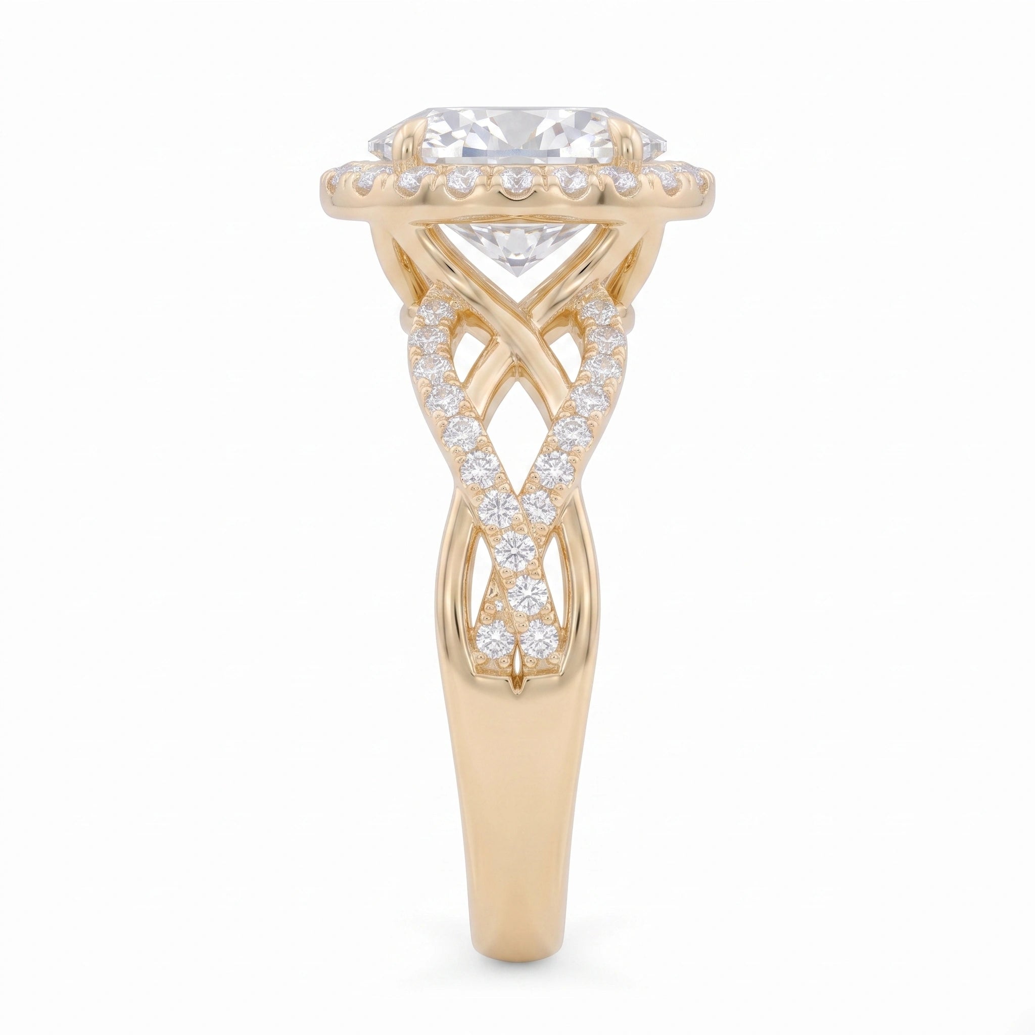 Oval Cut Brilliant Moissanite Filigree Halo Ring