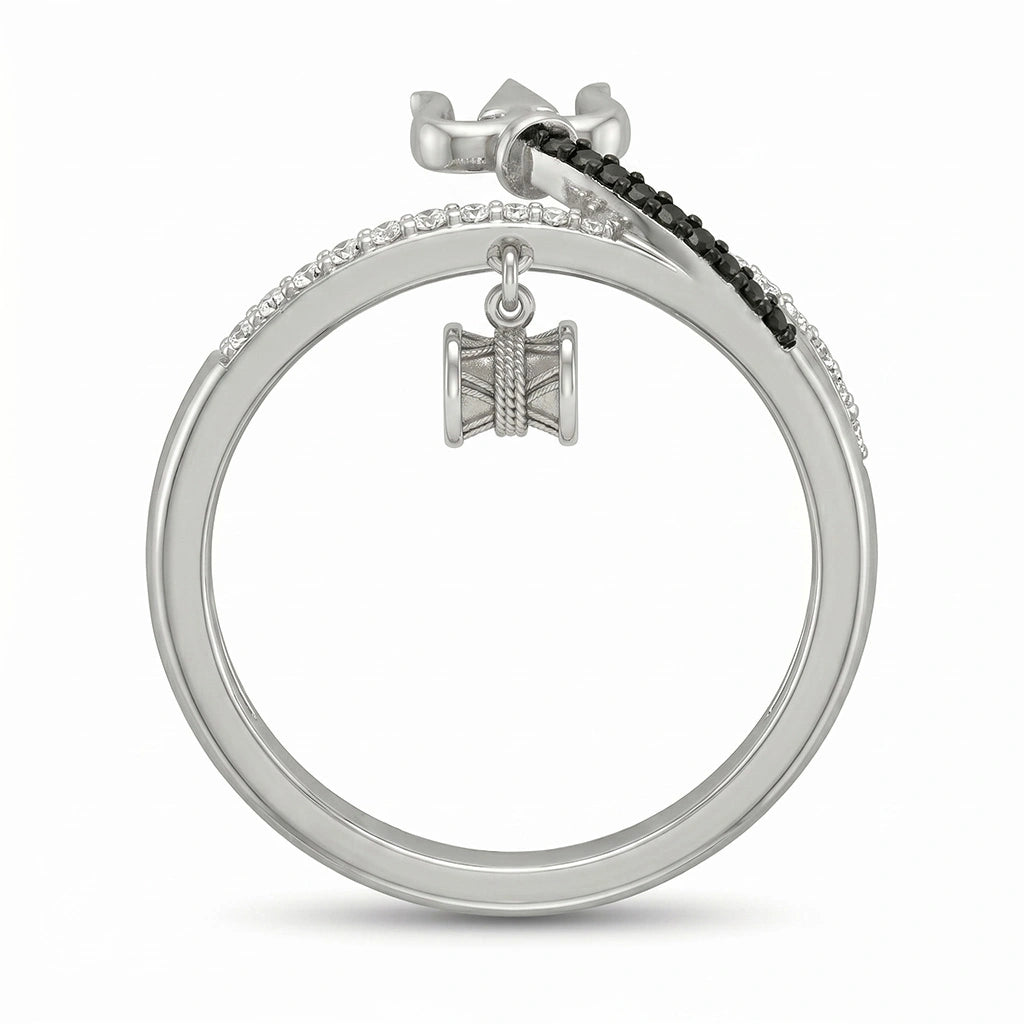 Trishul Charm Adjustable Silver Ring
