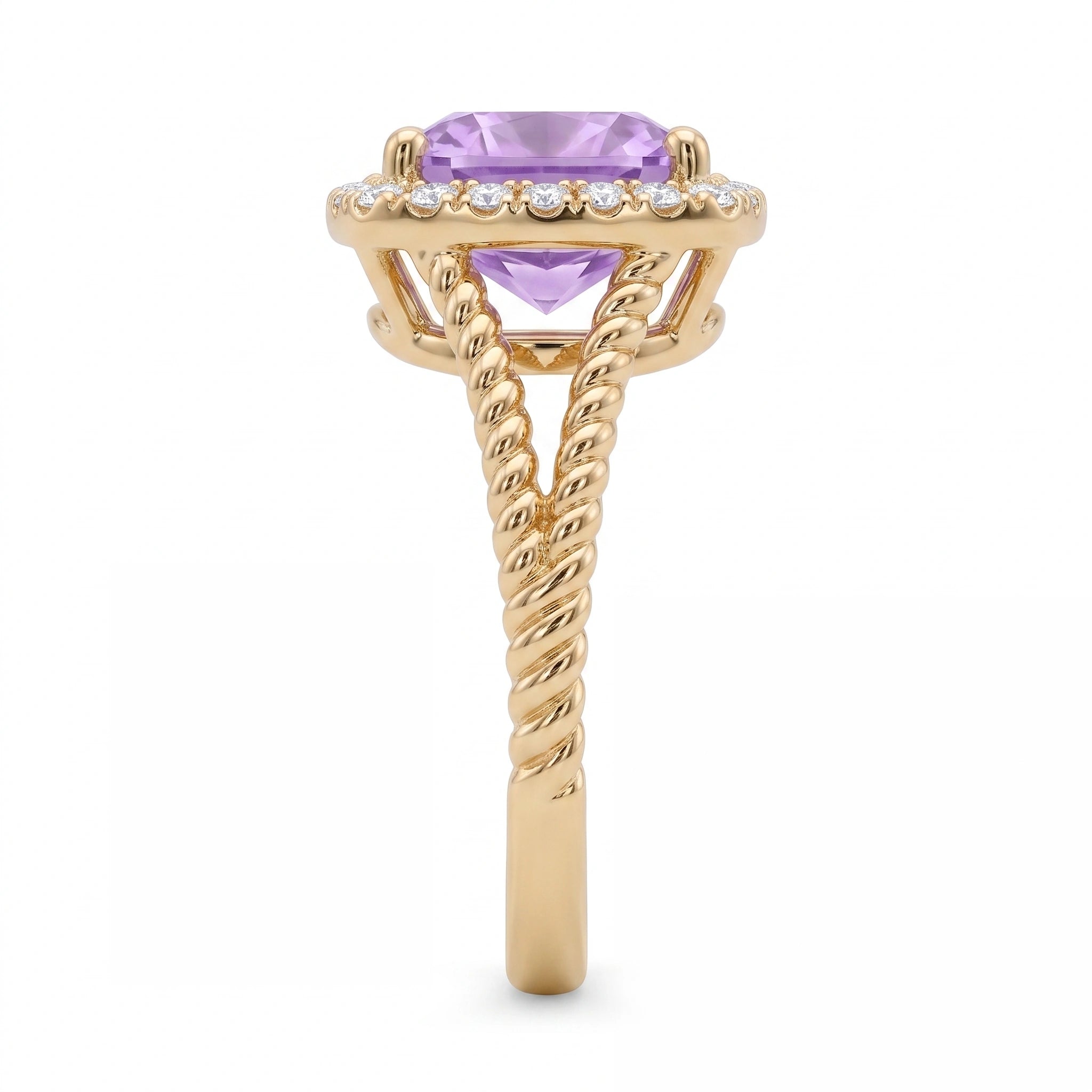 Cushion Imperial Amethyst Twisted Rope Halo Ring