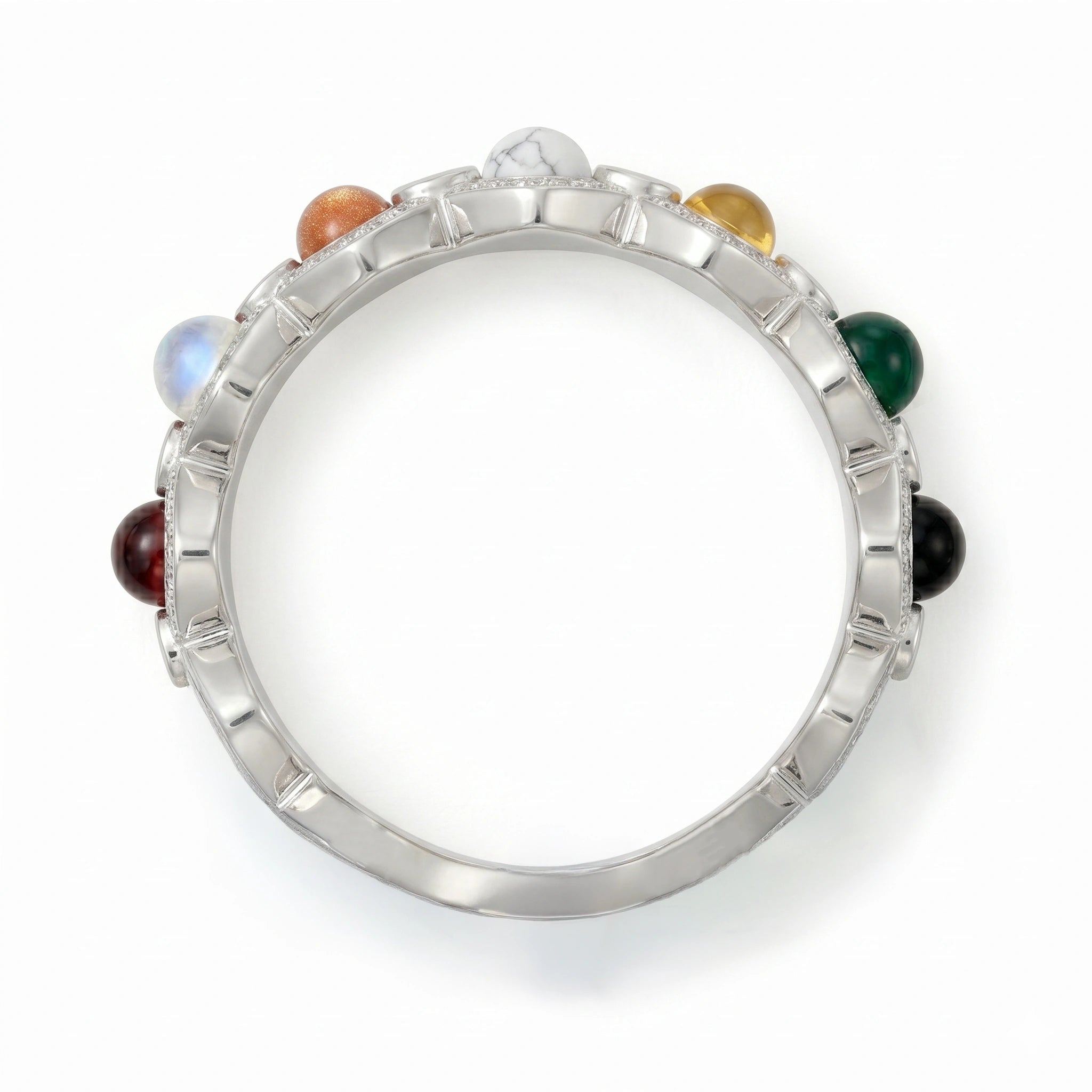 7 Chakra Healing Silver Ring