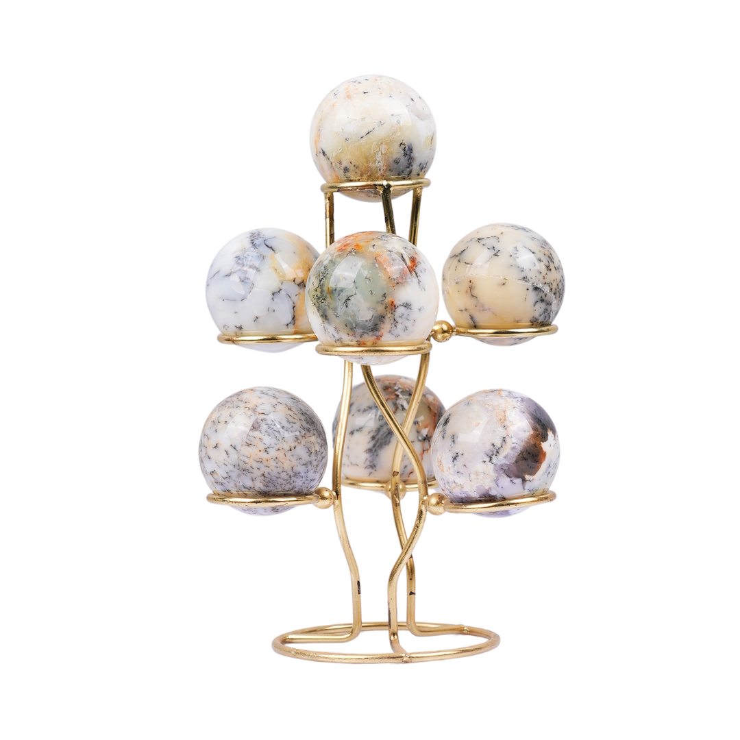 Dendrite Opal 7-Sphere Set with Stand – for Vastu