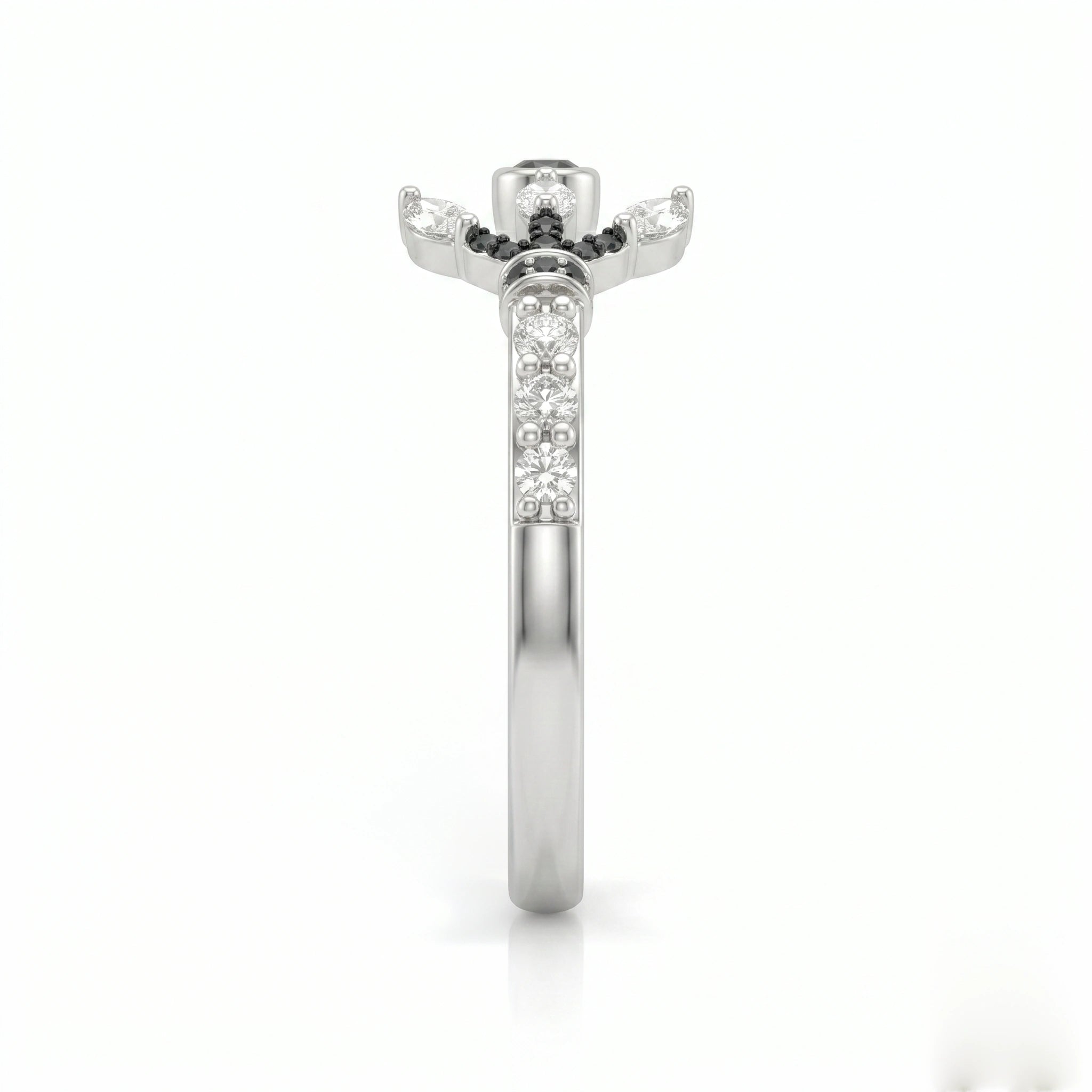 Trishul Black Stone Silver Ring