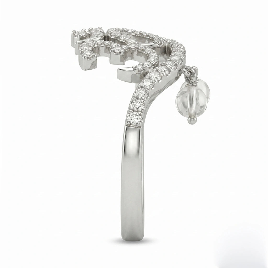 OM Charm Silver Ring