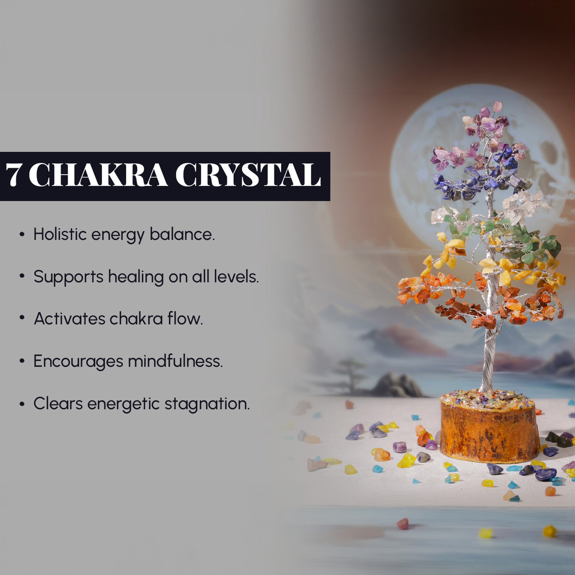 Seven Chakra Crystal Tree – Large, for Vastu