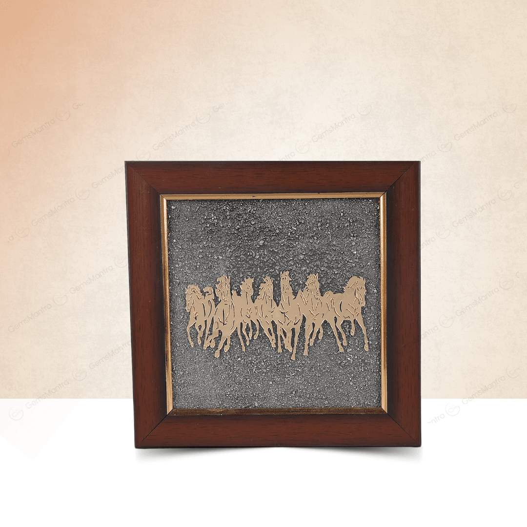 7 Horses Vastu Pyrite Dust Frame - Gemsmantra