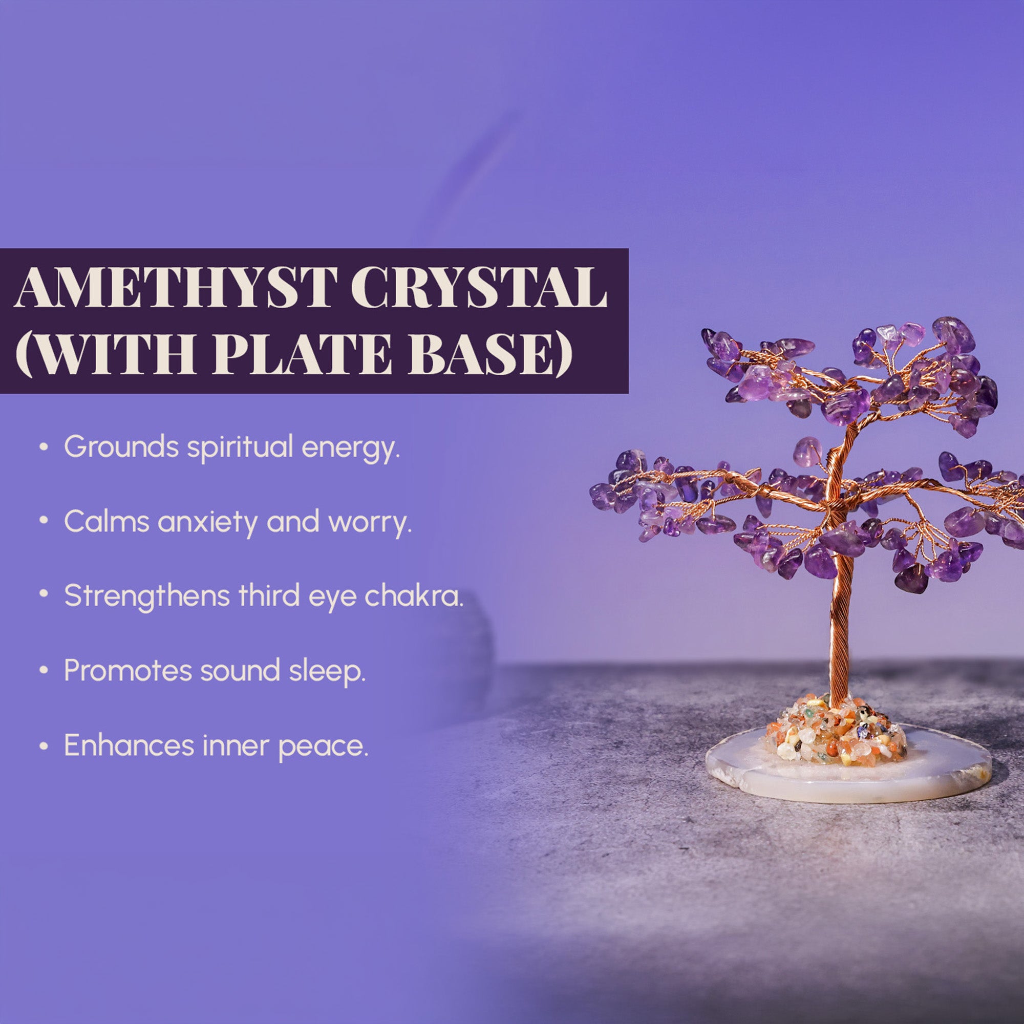Amethyst Crystal Tree with Plate Base – for Vastu