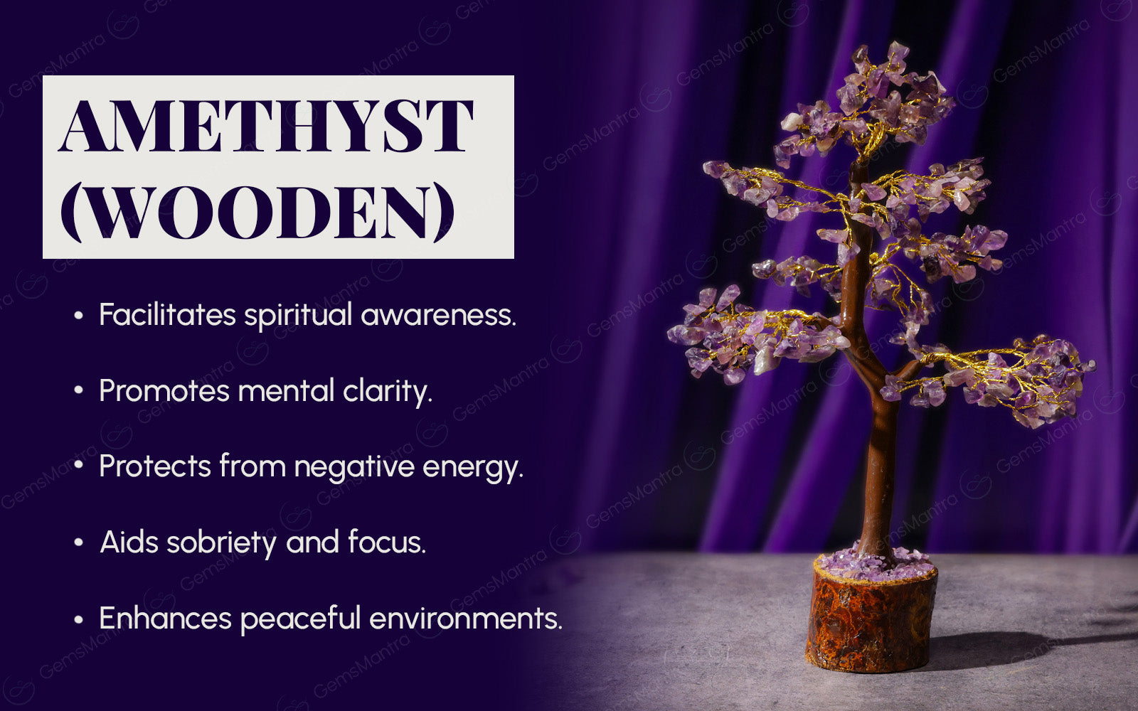 Wooden Amethyst Crystal Tree