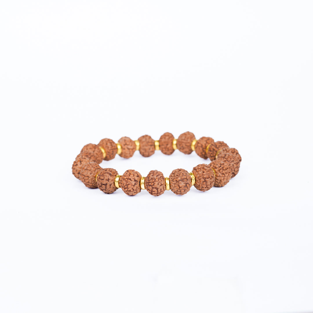 7 Mukhi Rudraksha Bracelet with Gold Cap Spacers