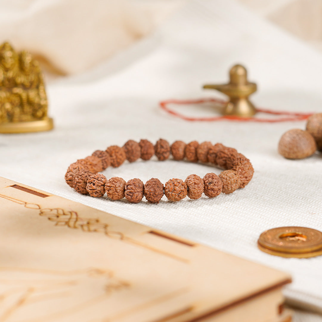 5 Mukhi Rudraksha Beaded Bracelet – Adjustable Fit