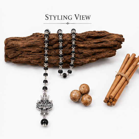 Original Shiv Trishul Karungali Mala (Silver)
