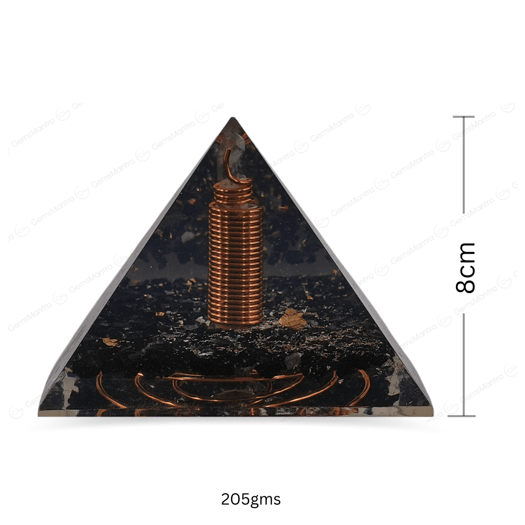 Black Tourmaline Orgonite Pyramid - Gemsmantra