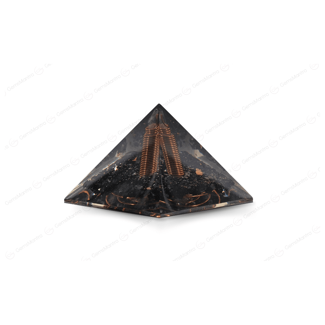 Black Tourmaline Orgonite Pyramid - Gemsmantra
