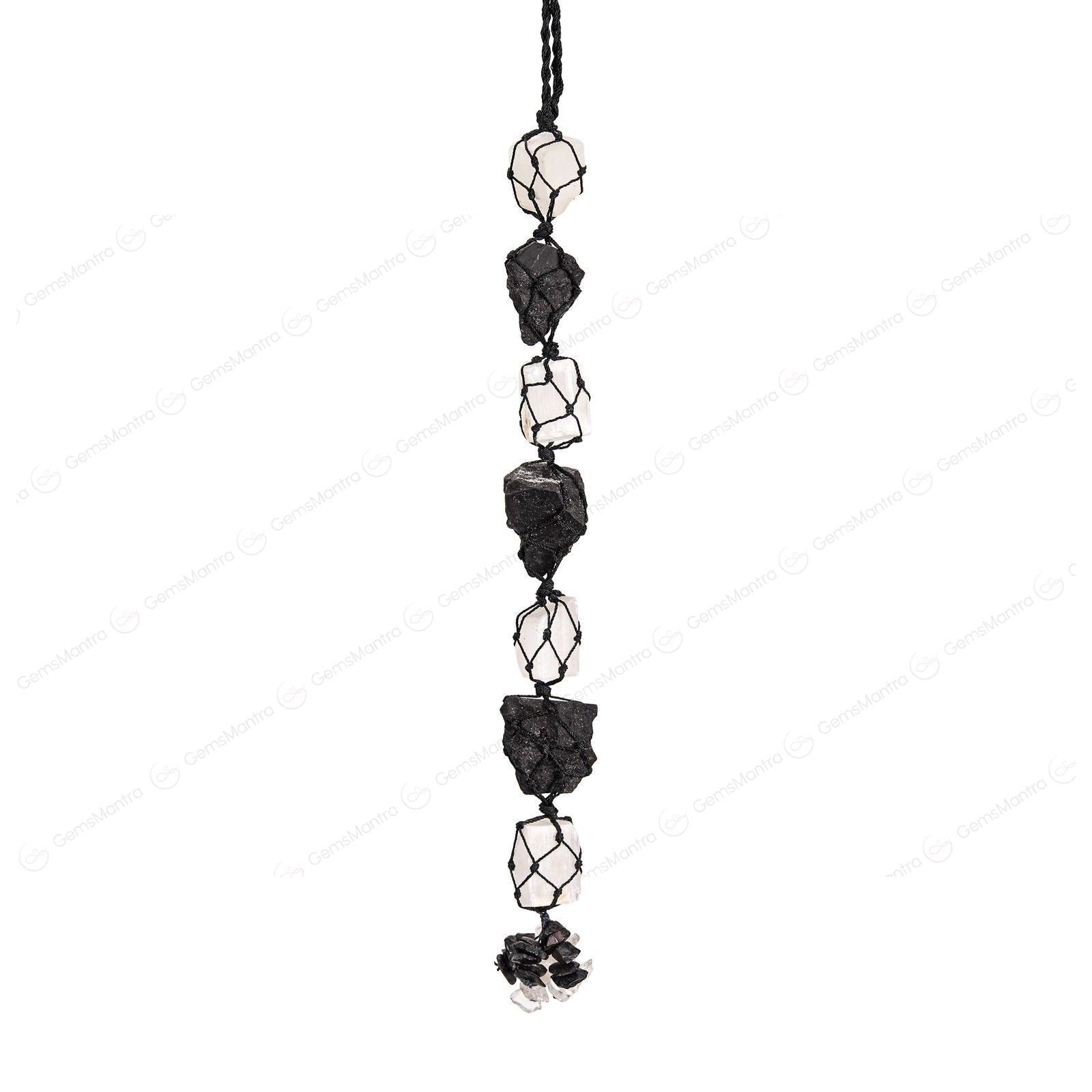 Black Tourmaline & Selenite Tumble - Gemsmantra