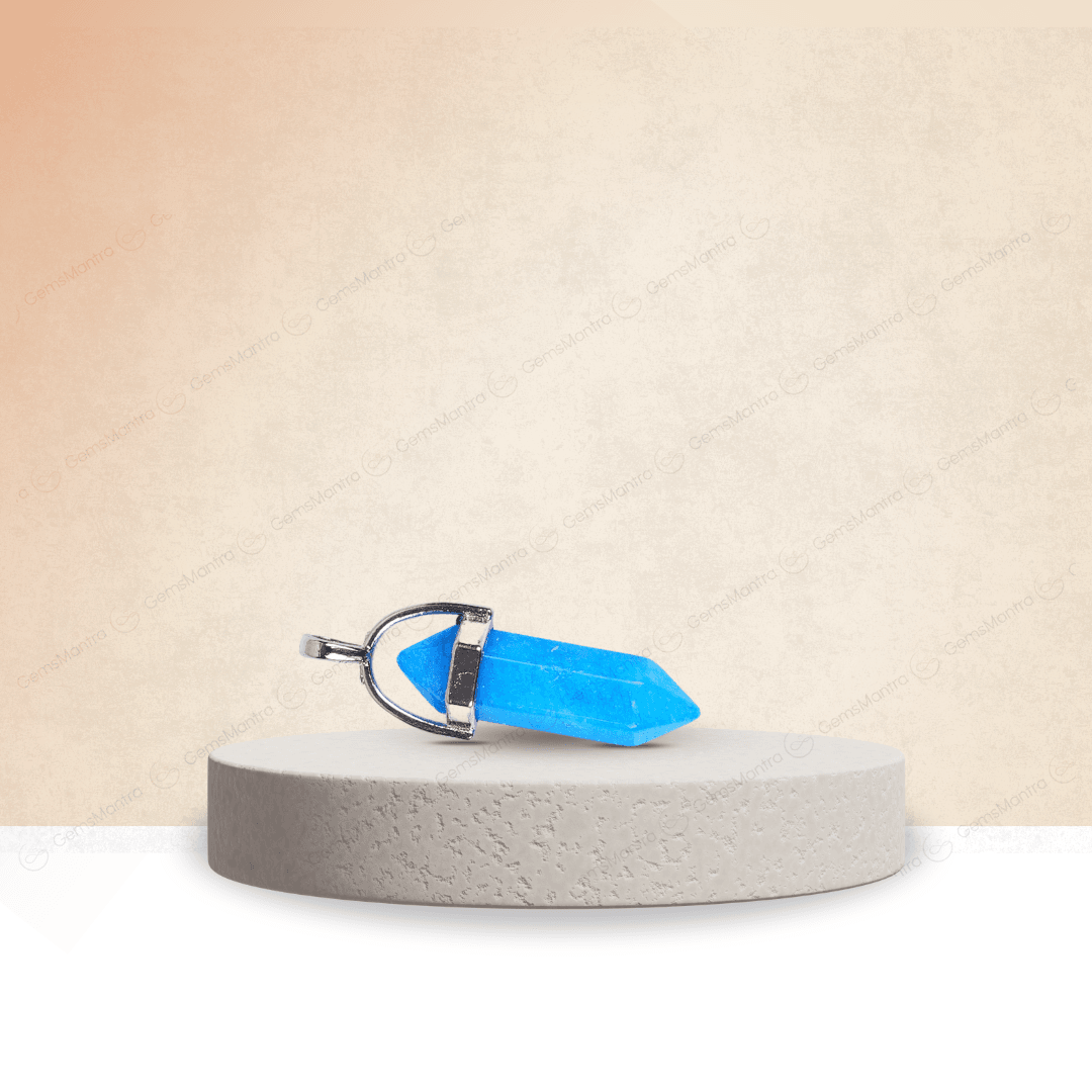 Blue Onyx Or Aquamarine Double Terminated Pencil Pendant - Gemsmantra