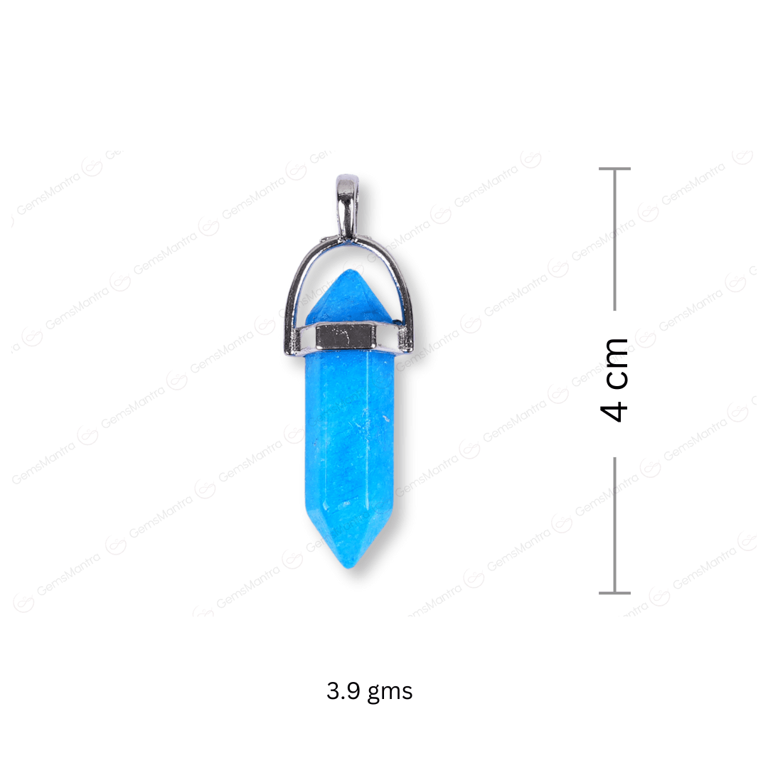Blue Onyx Or Aquamarine Double Terminated Pencil Pendant - Gemsmantra