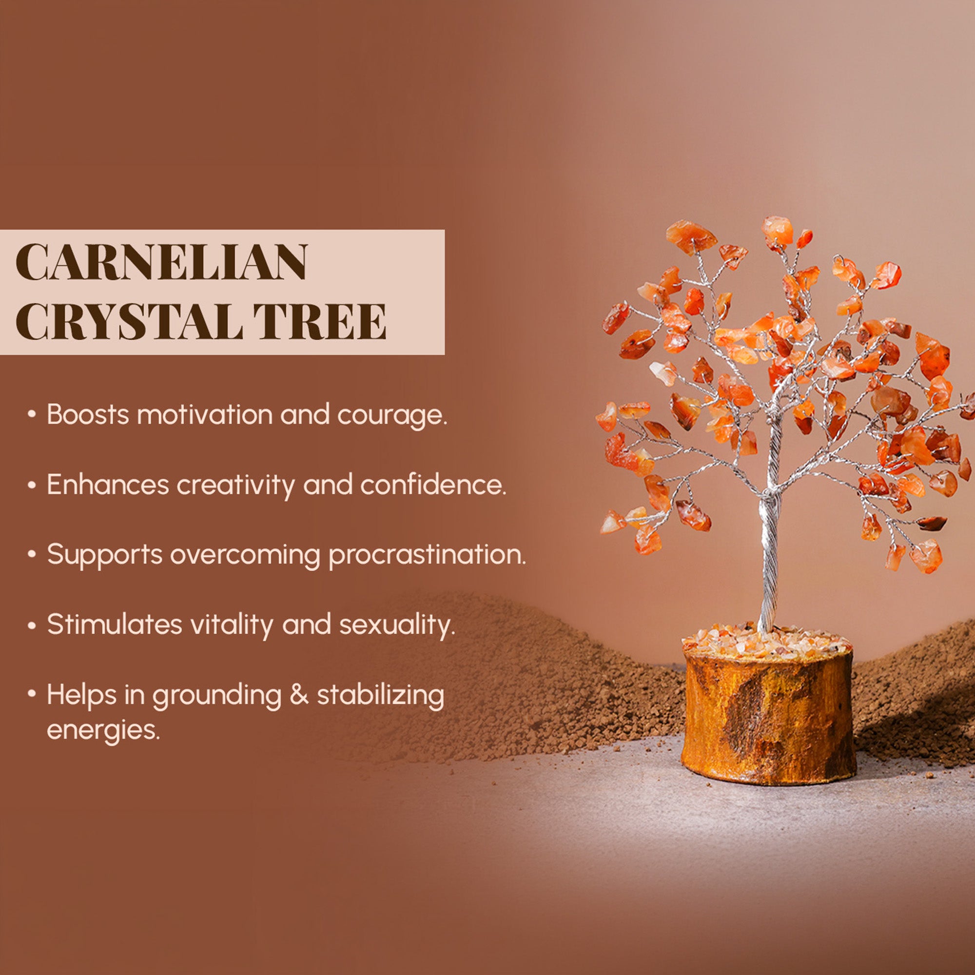 Carnelian Crystal Tree – Small, for Vastu