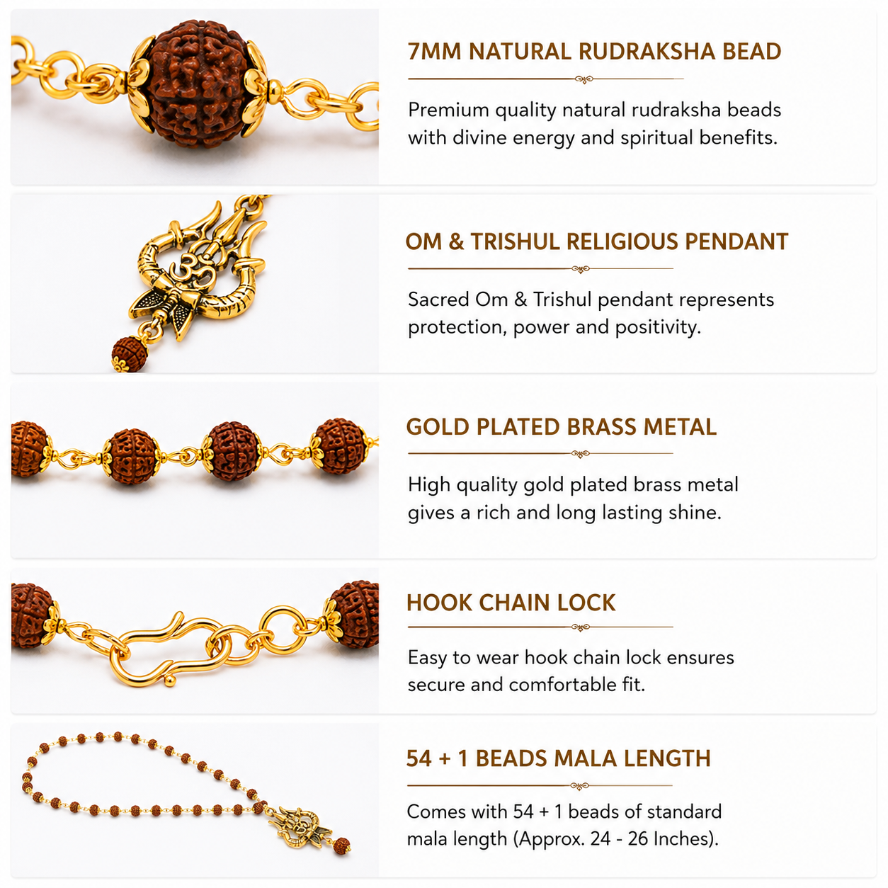 Original Shiv Trishul Rudraksha Mala (Gold)