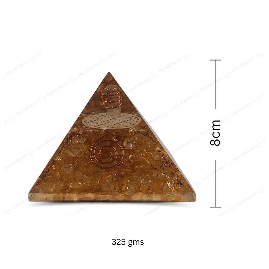 Citrine Orgonite Pyramid/Orgone Pyramid - Gemsmantra