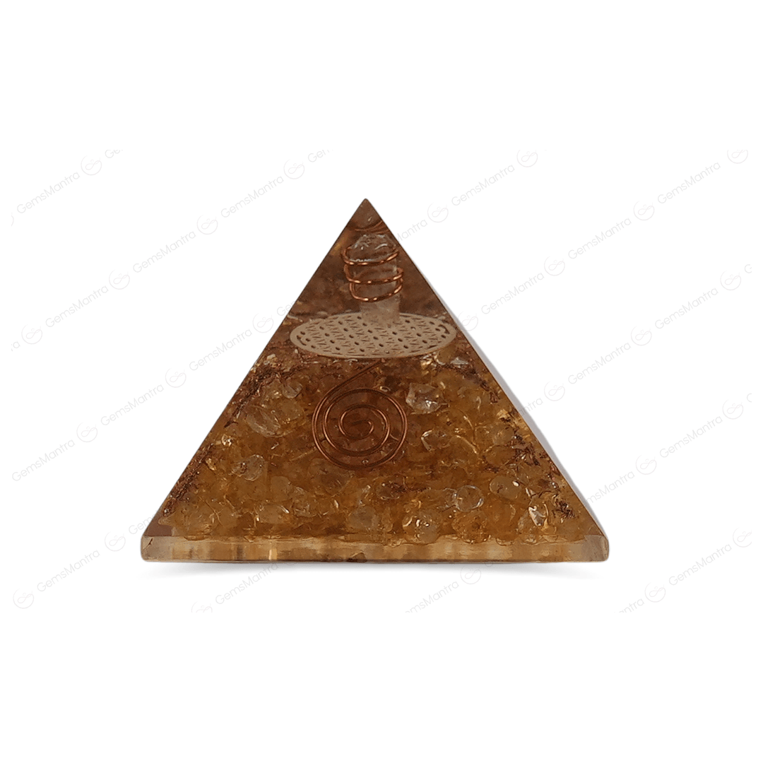 Citrine Orgonite Pyramid/Orgone Pyramid - Gemsmantra