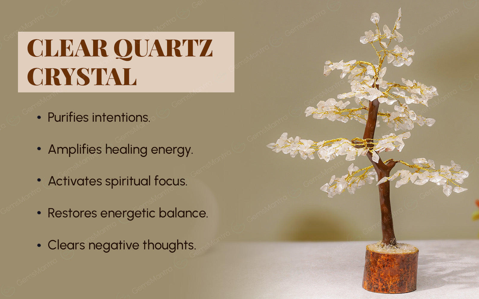 Wooden Crystal Quartz Tree