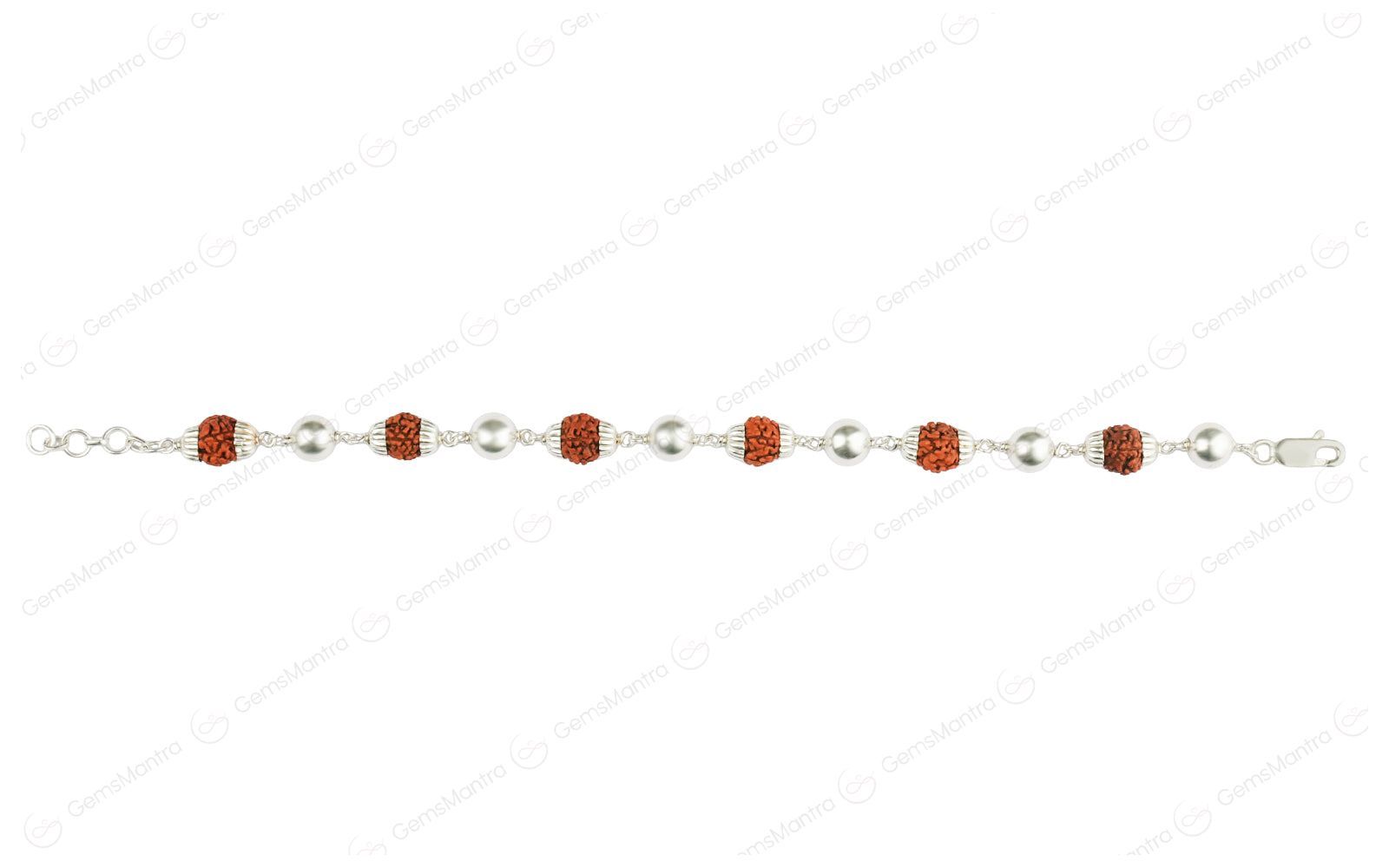 5 Mukhi Rudraksha Bracelet with 6 Silver Moti for Kids
