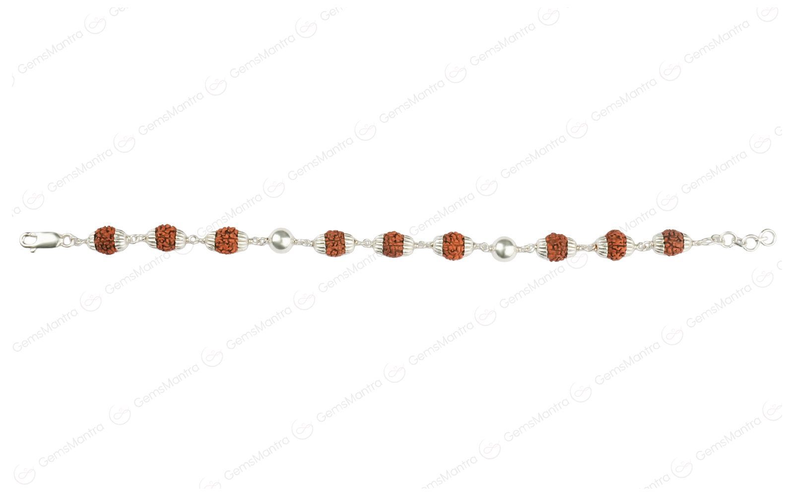 5 Mukhi Rudraksha Bracelet with 2 Silver Moti for Kids