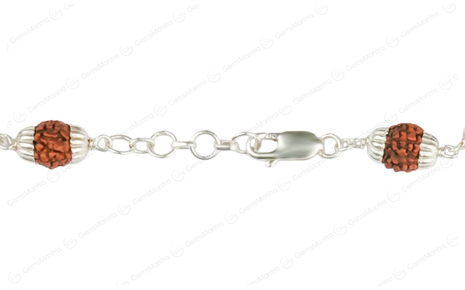 5 Mukhi Rudraksha Bracelet with 2 Silver Moti for Kids