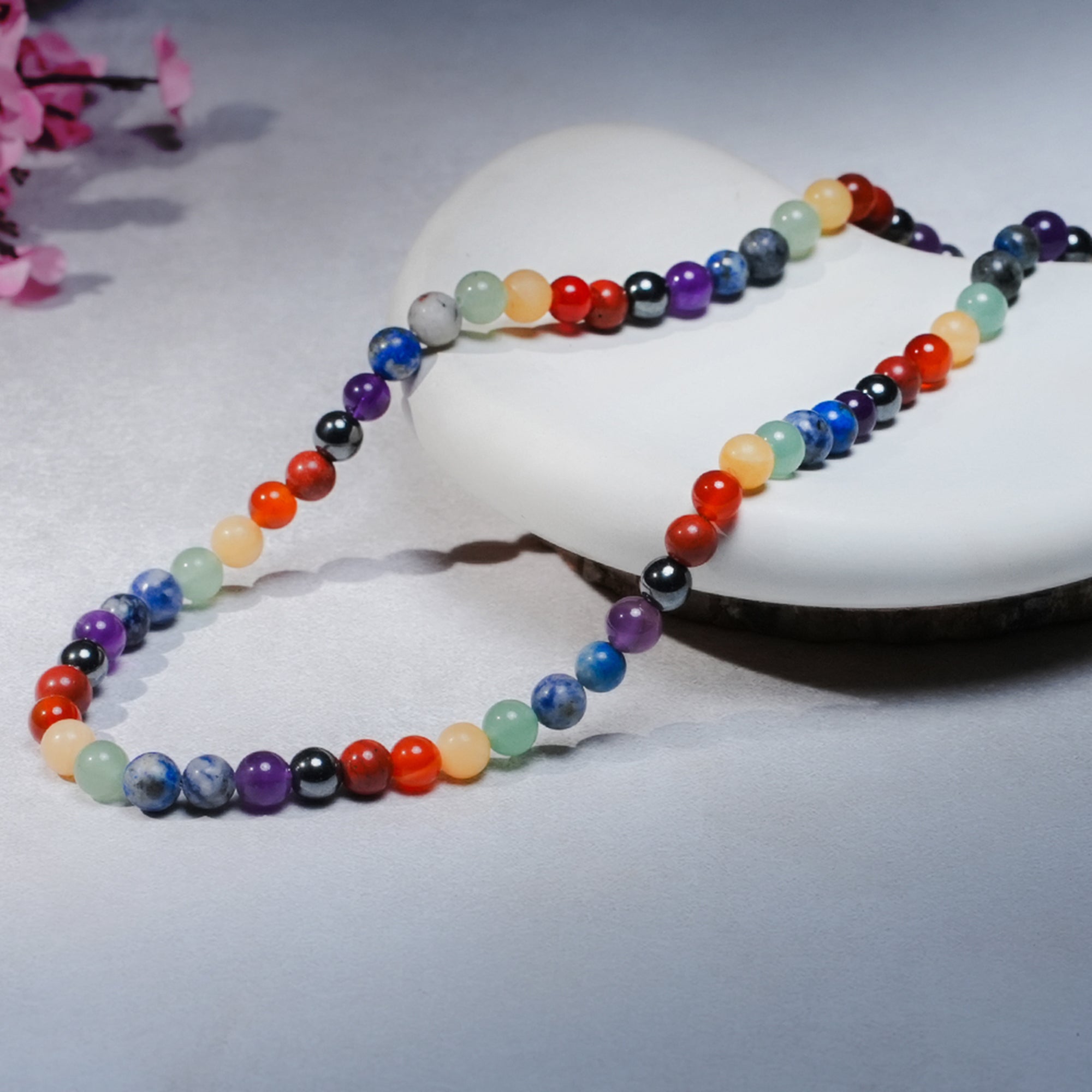 7 Chakra Mala – Natural Crystal Beads for Balance
