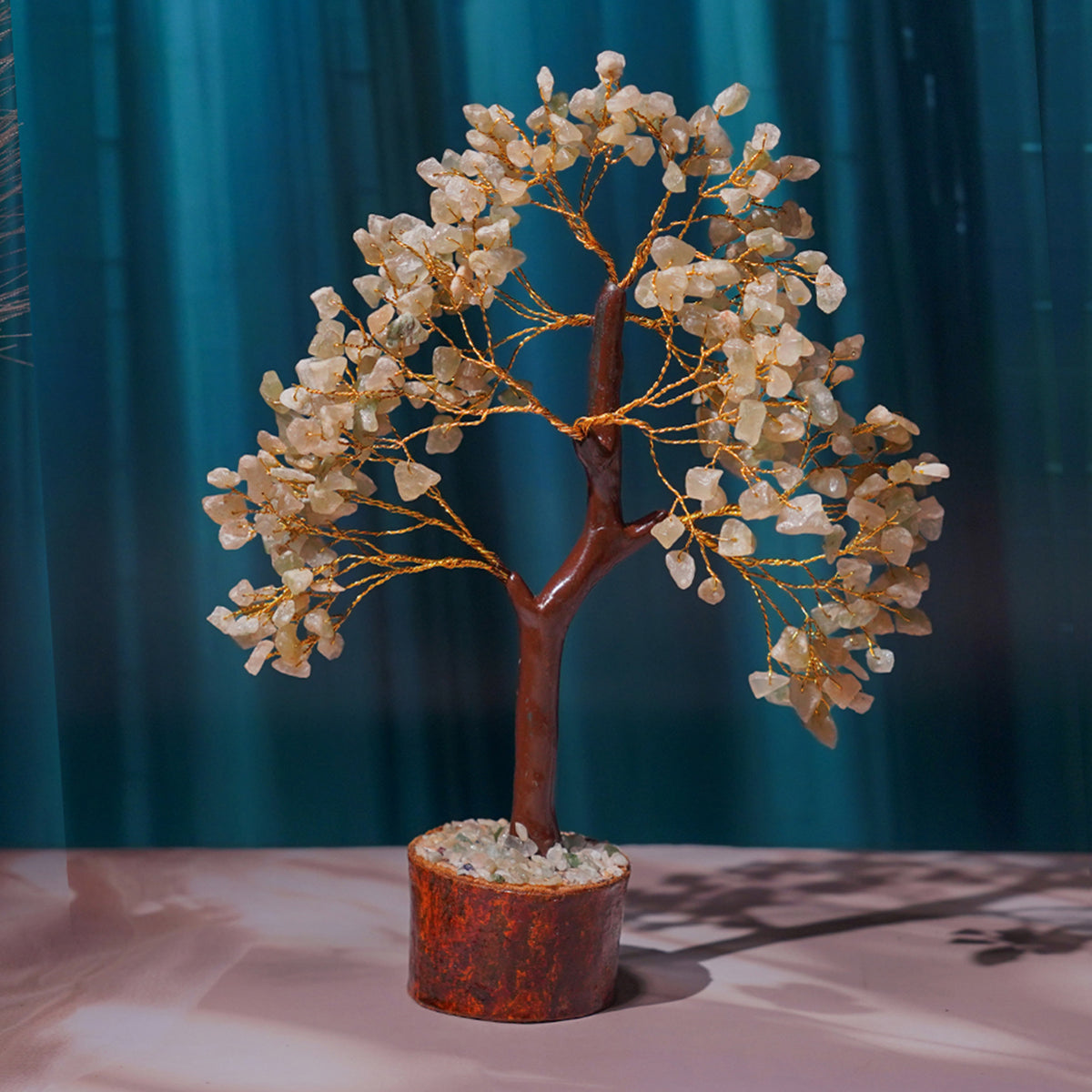 Green Aventurine Crystal Tree – Wooden Base, for Vastu