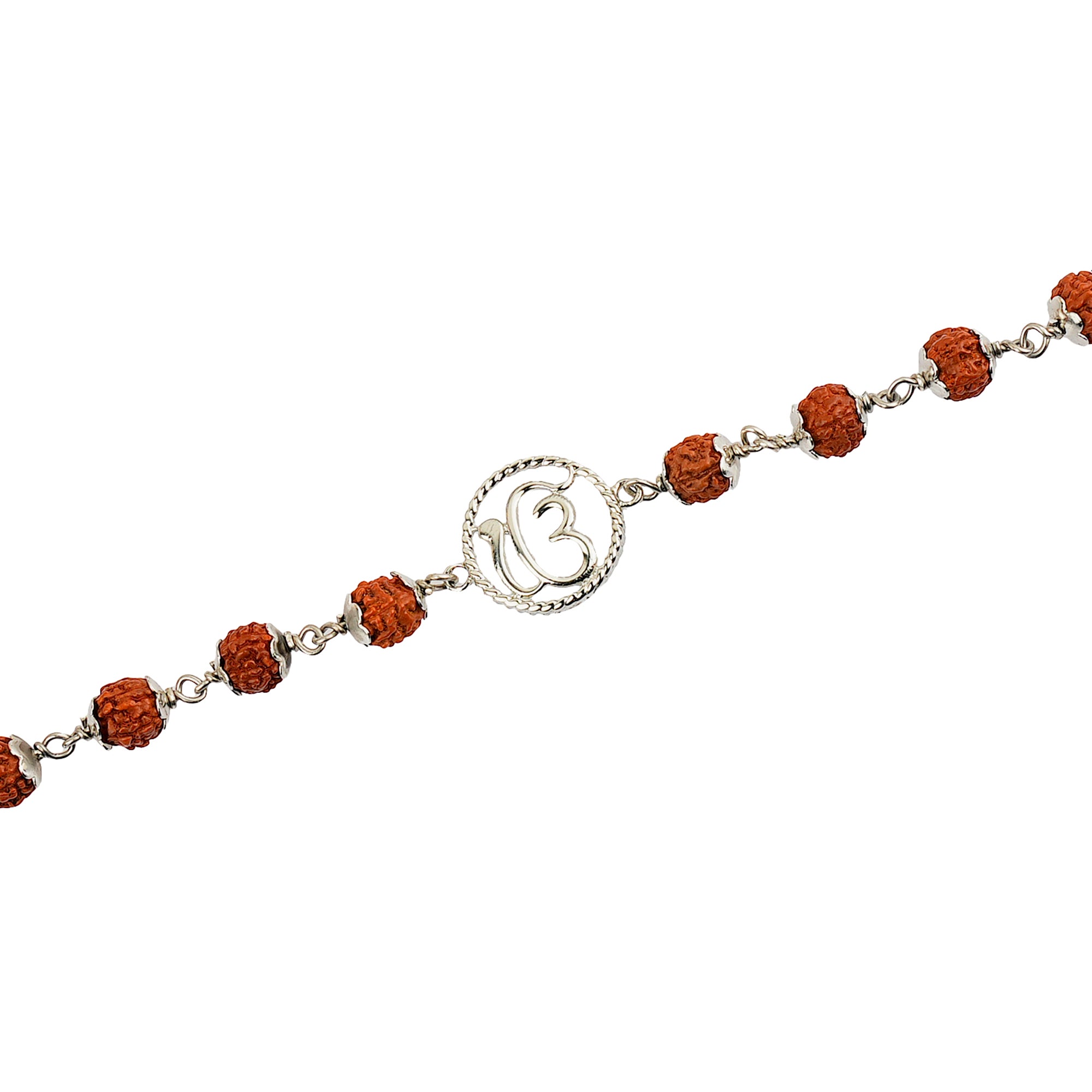 Original 5 Mukhi Rudraksha Silver Onkar Bracelet for Kids – 5 Beads