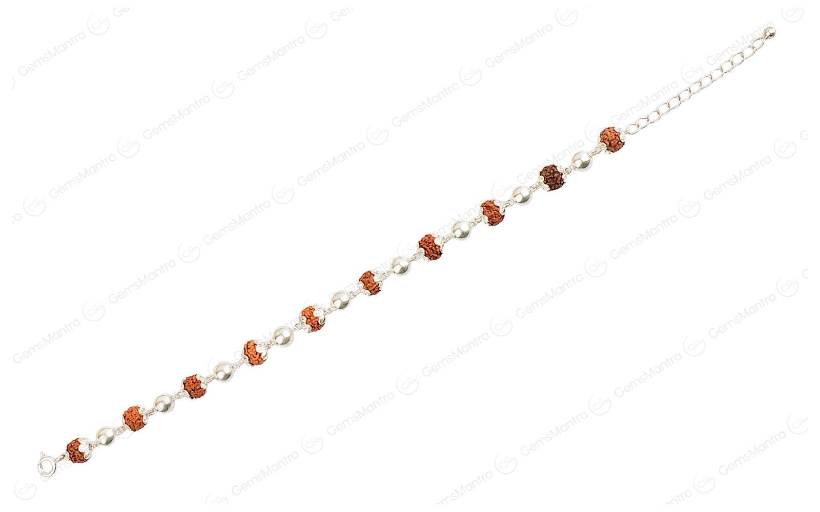 5 Mukhi Rudraksha Silver Moti Bracelet for Kids