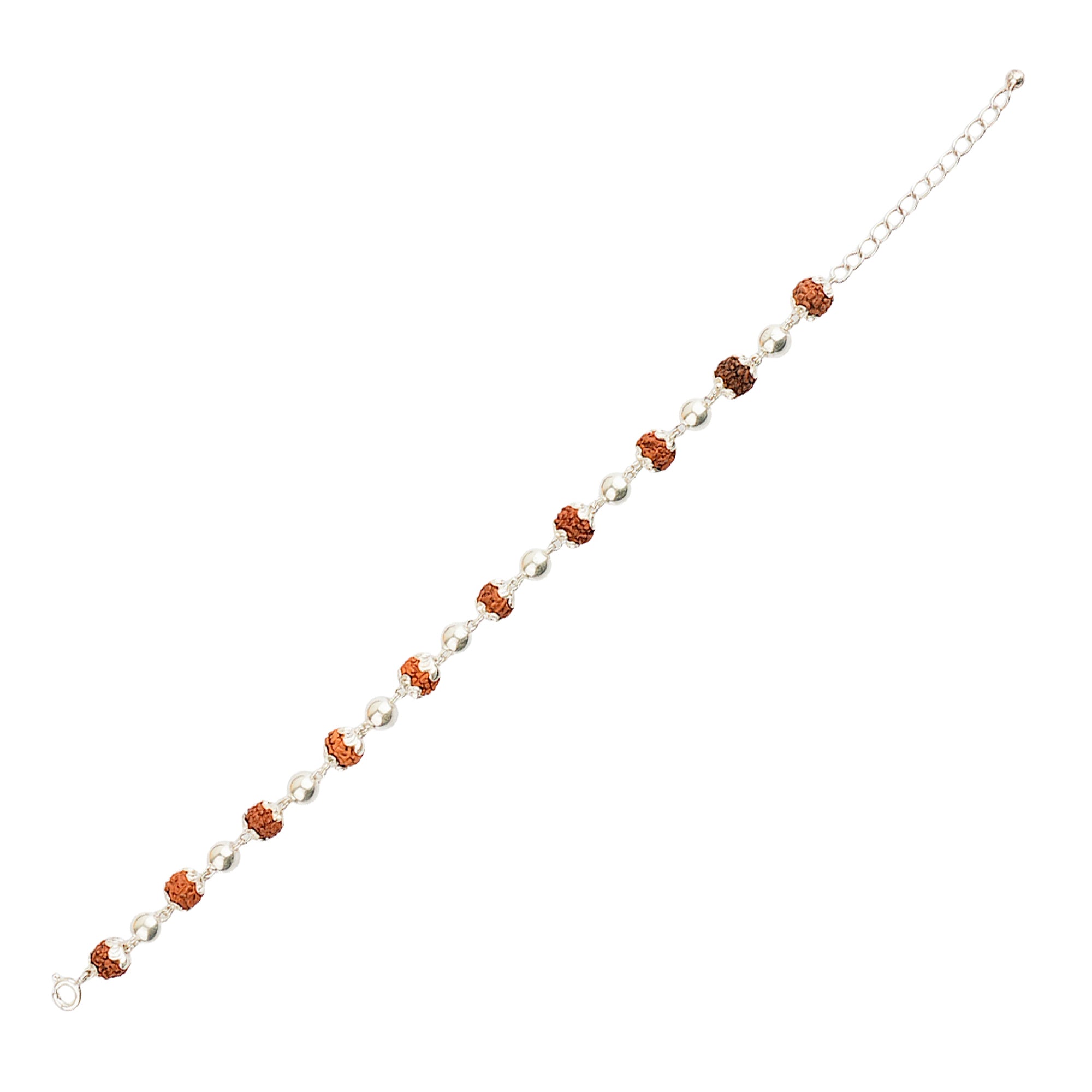 Original 5 Mukhi Rudraksha Silver Moti Bracelet