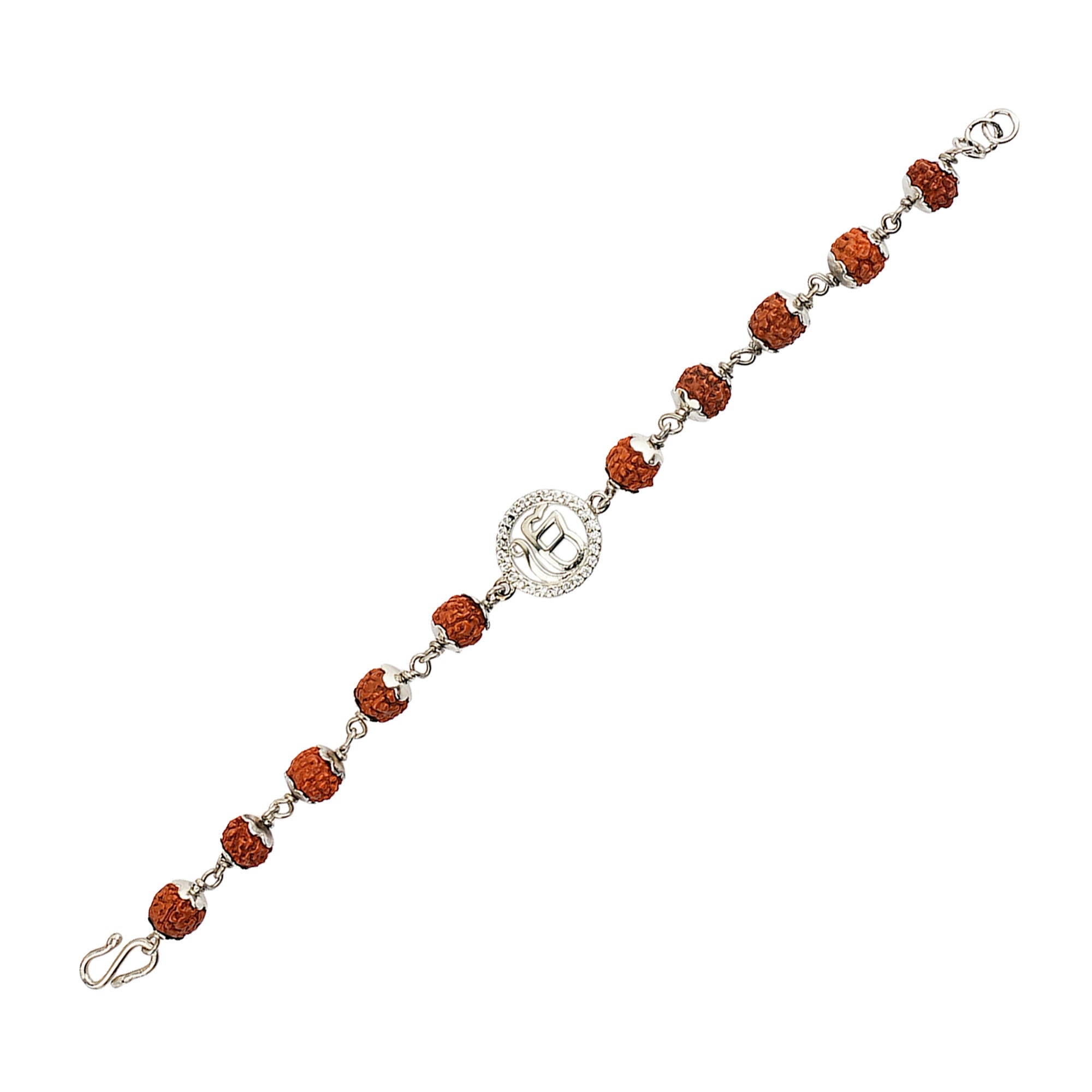 Original 5 Mukhi Rudraksha Silver Studded Onkar Bracelet for Kids – 5 Beads