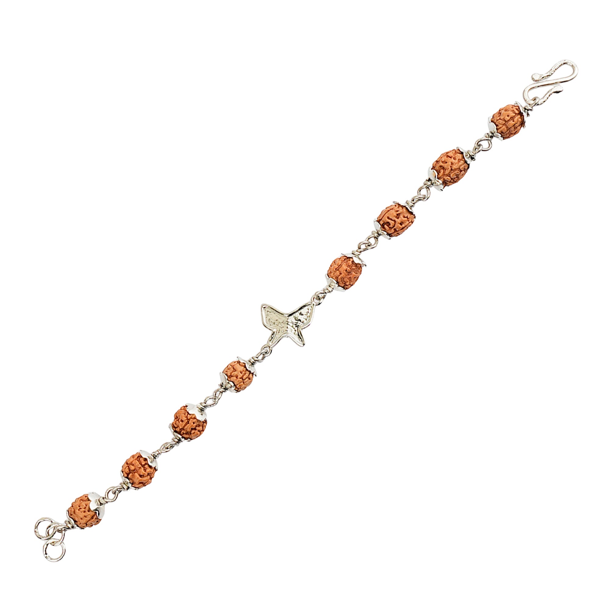 Original 5 Mukhi Rudraksha Silver Butterfly Bracelet for Kids
