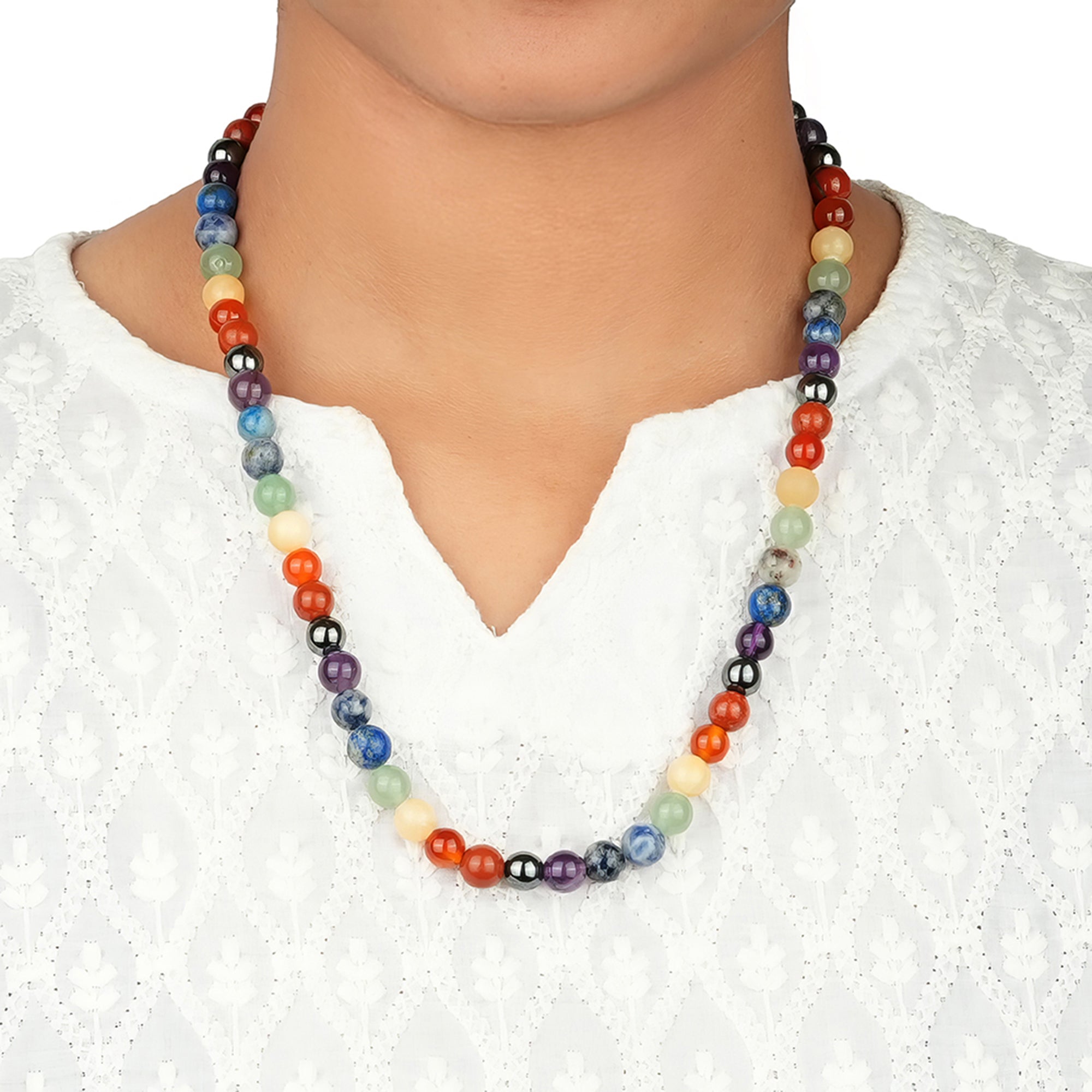 7 Chakra Mala – Natural Crystal Beads for Balance