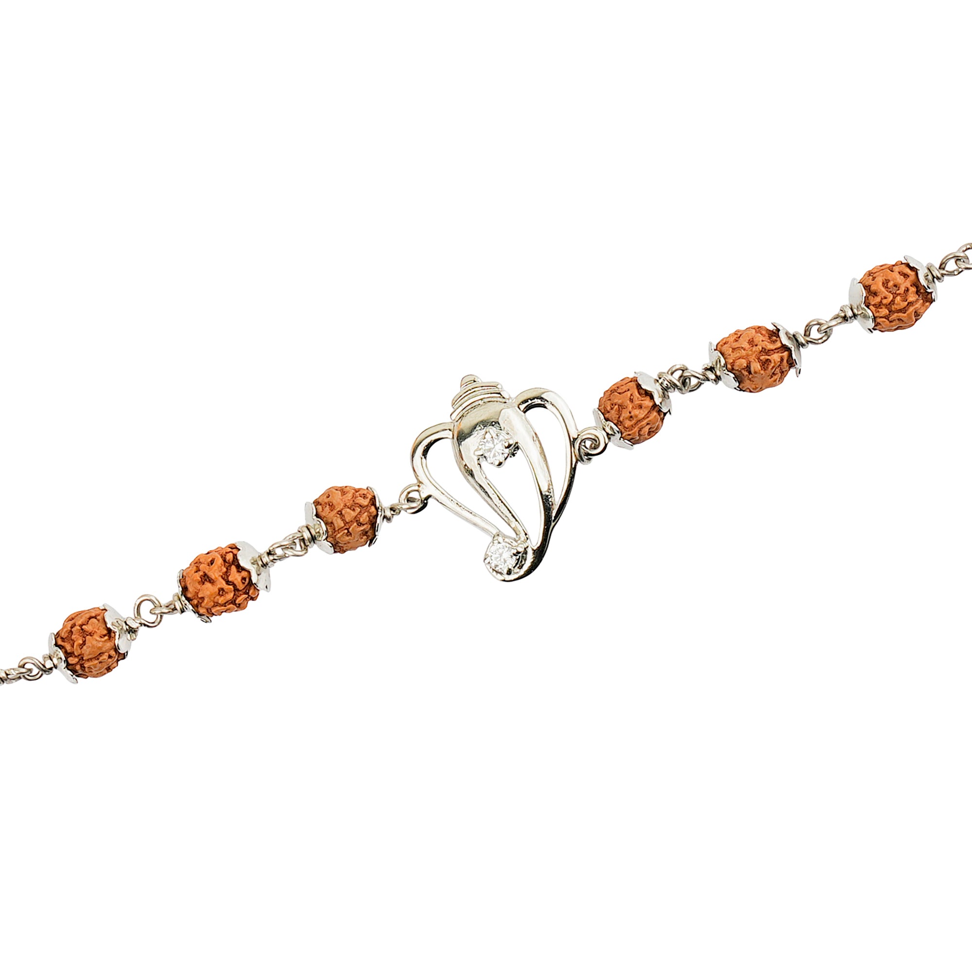 Original 5 Mukhi Rudraksha Silver Ganesh Bracelet for Kids – 4 Beads
