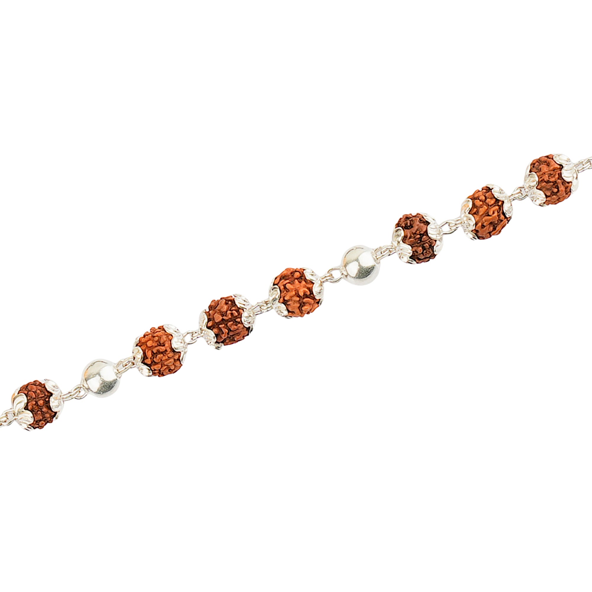 Original 5 Mukhi Rudraksha Silver Pearl Bracelet for Kids