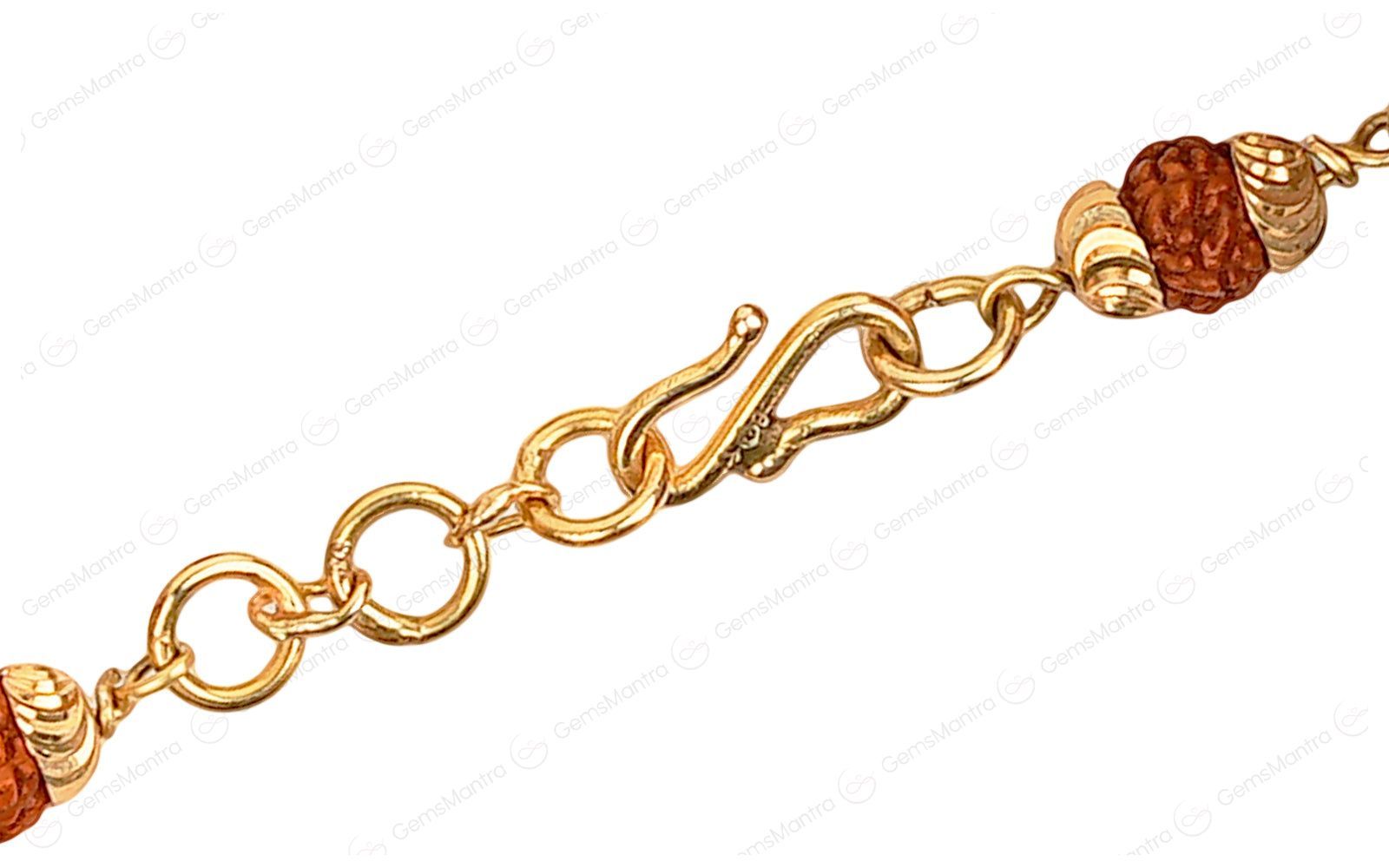 5 Mukhi Rudraksha Gold Elephant Bracelet for Kids