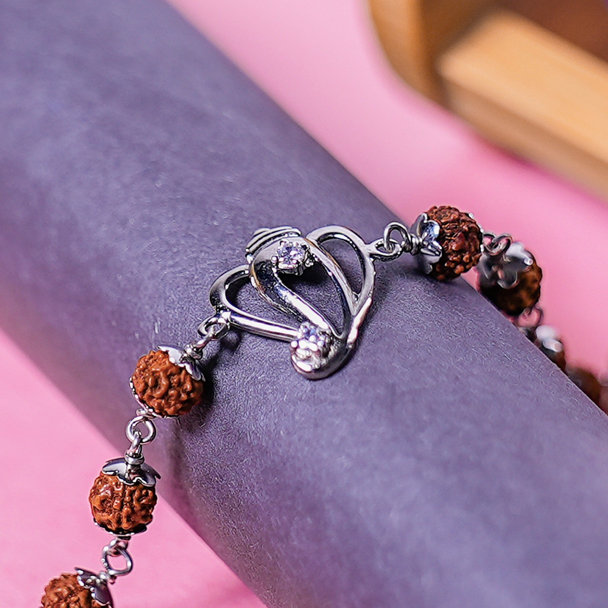 Original 5 Mukhi Rudraksha Silver Ganesh Bracelet for Kids – 4 Beads