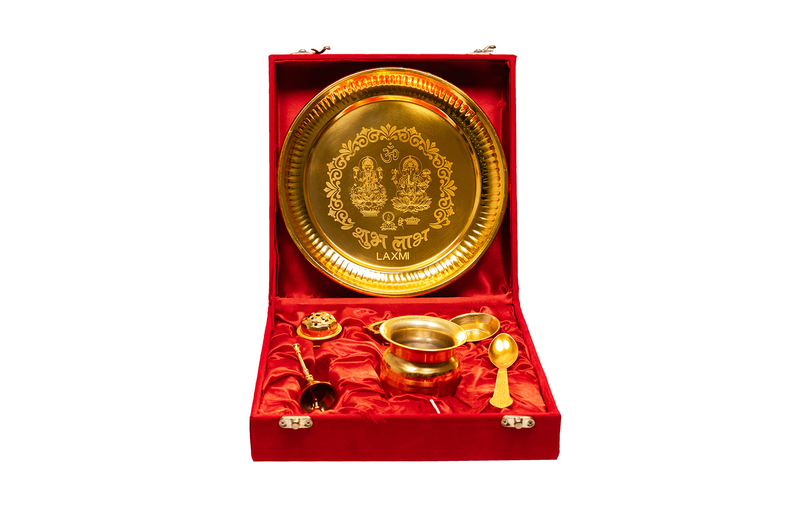 Premium Pooja Thali Set with Royal Red Velvet Box