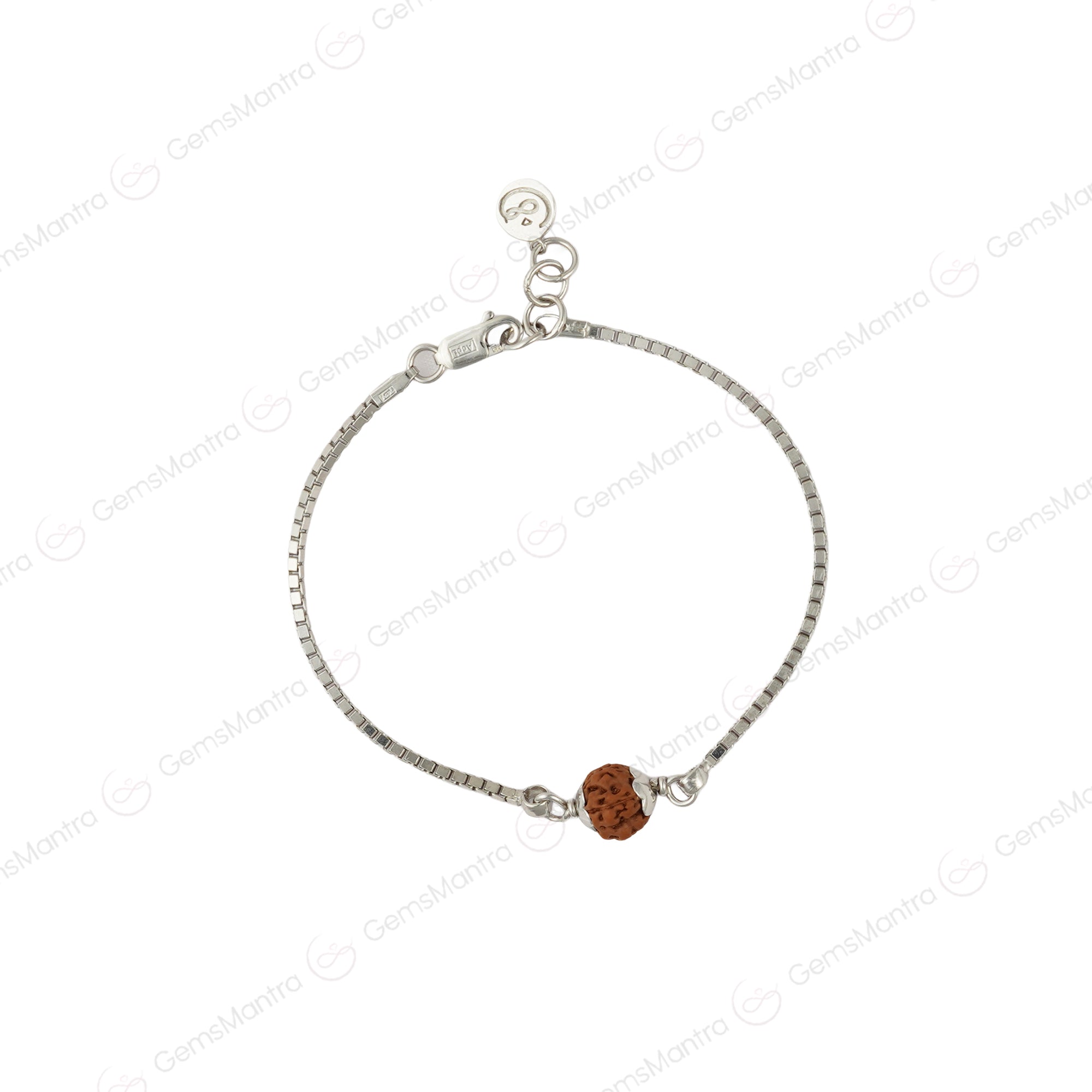 Sacred Bond 5 Mukhi Rudraksha Silver Couple Bracelets