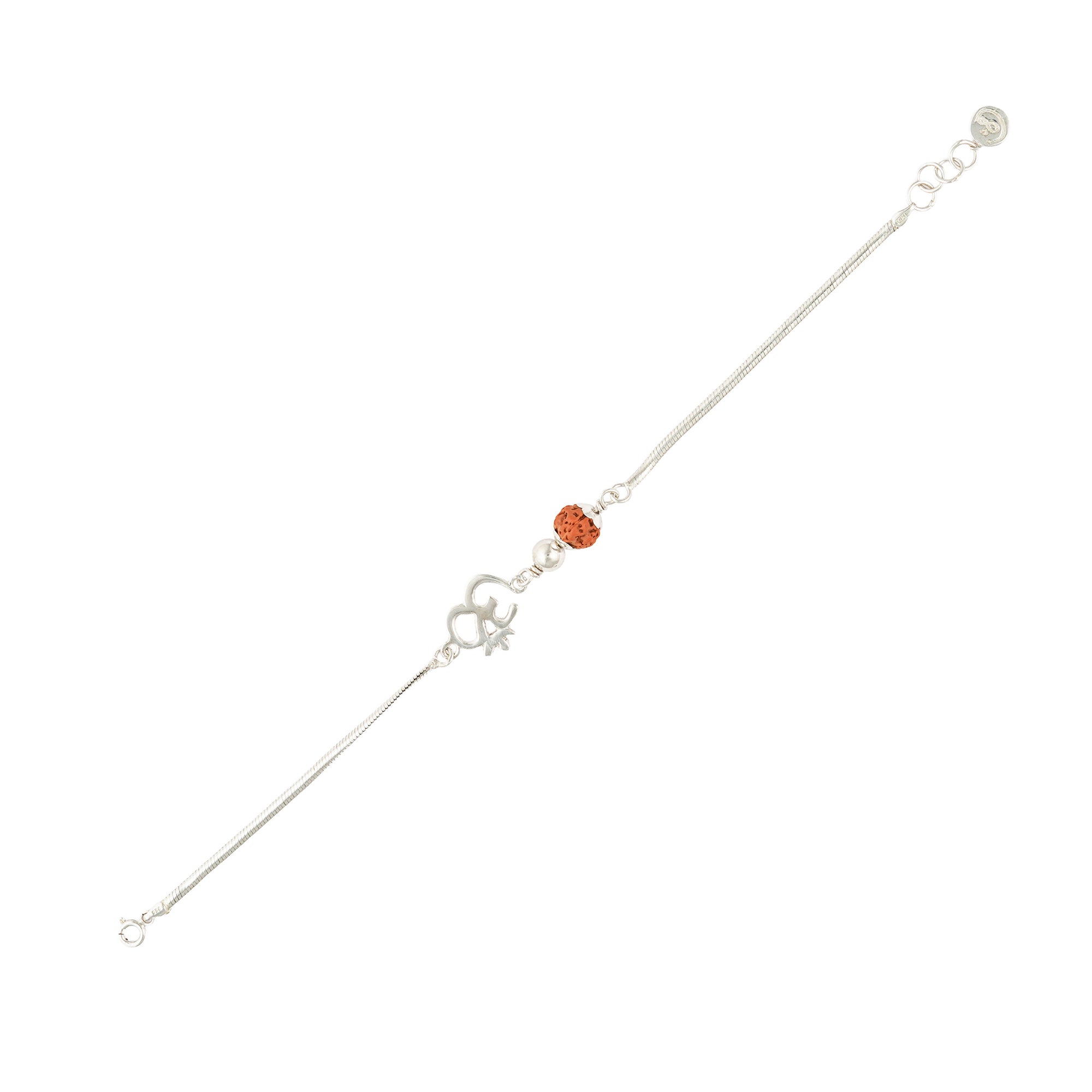 Divine Om 5 Mukhi Rudraksha Silver Bracelet