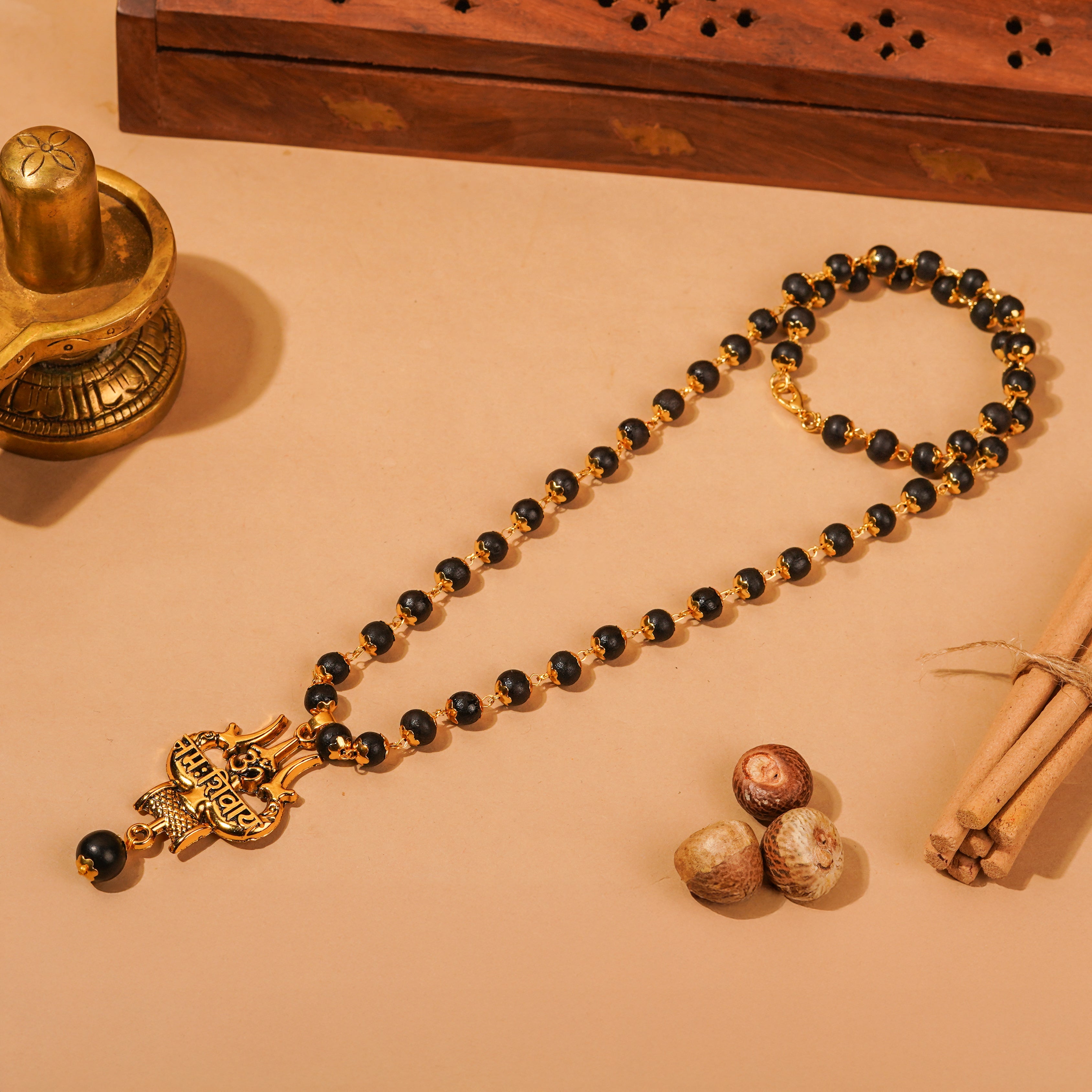 Original Shiv Trishul Karungali Mala (Gold)