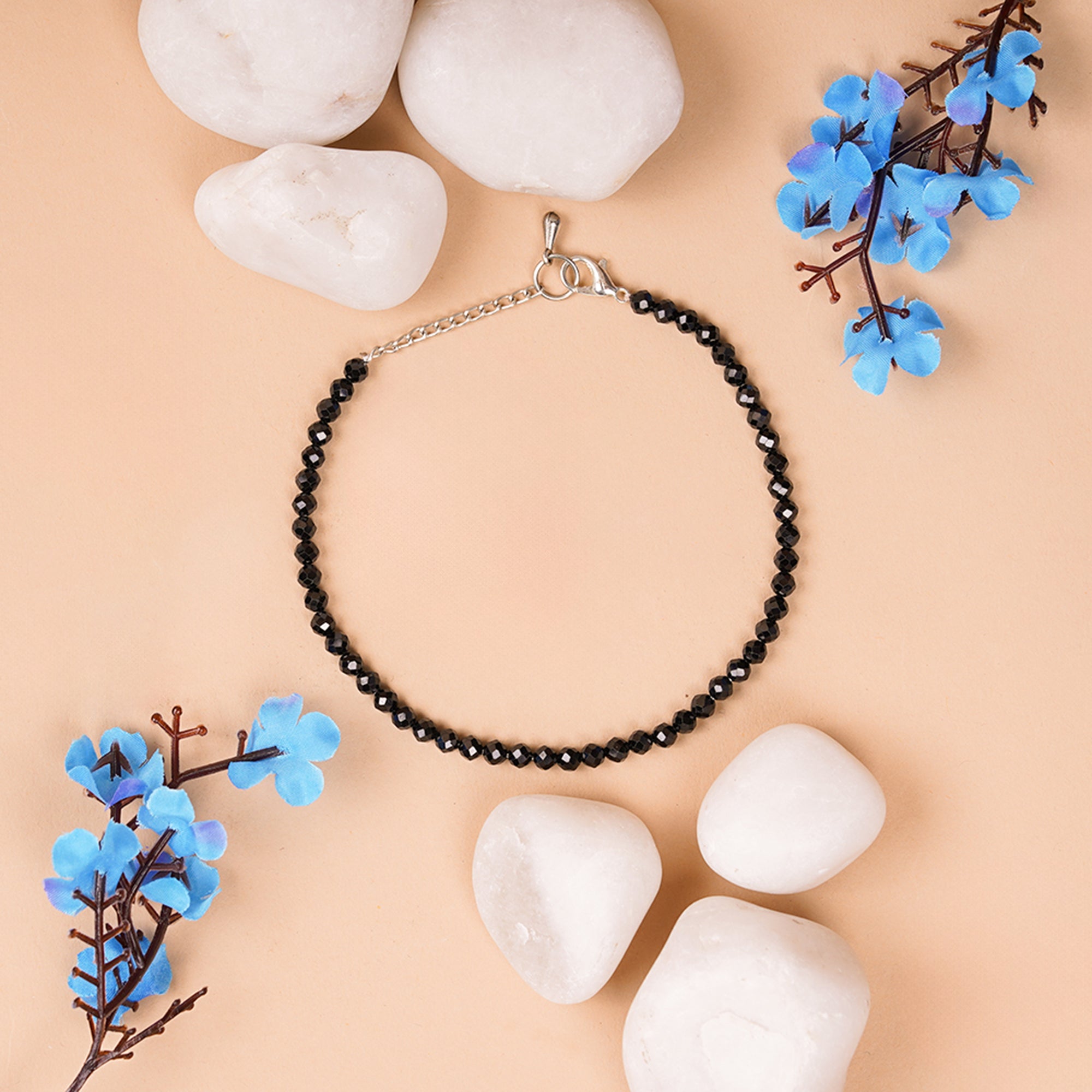 Black Tourmaline Anklet – for Protection, Positivity & Grounding