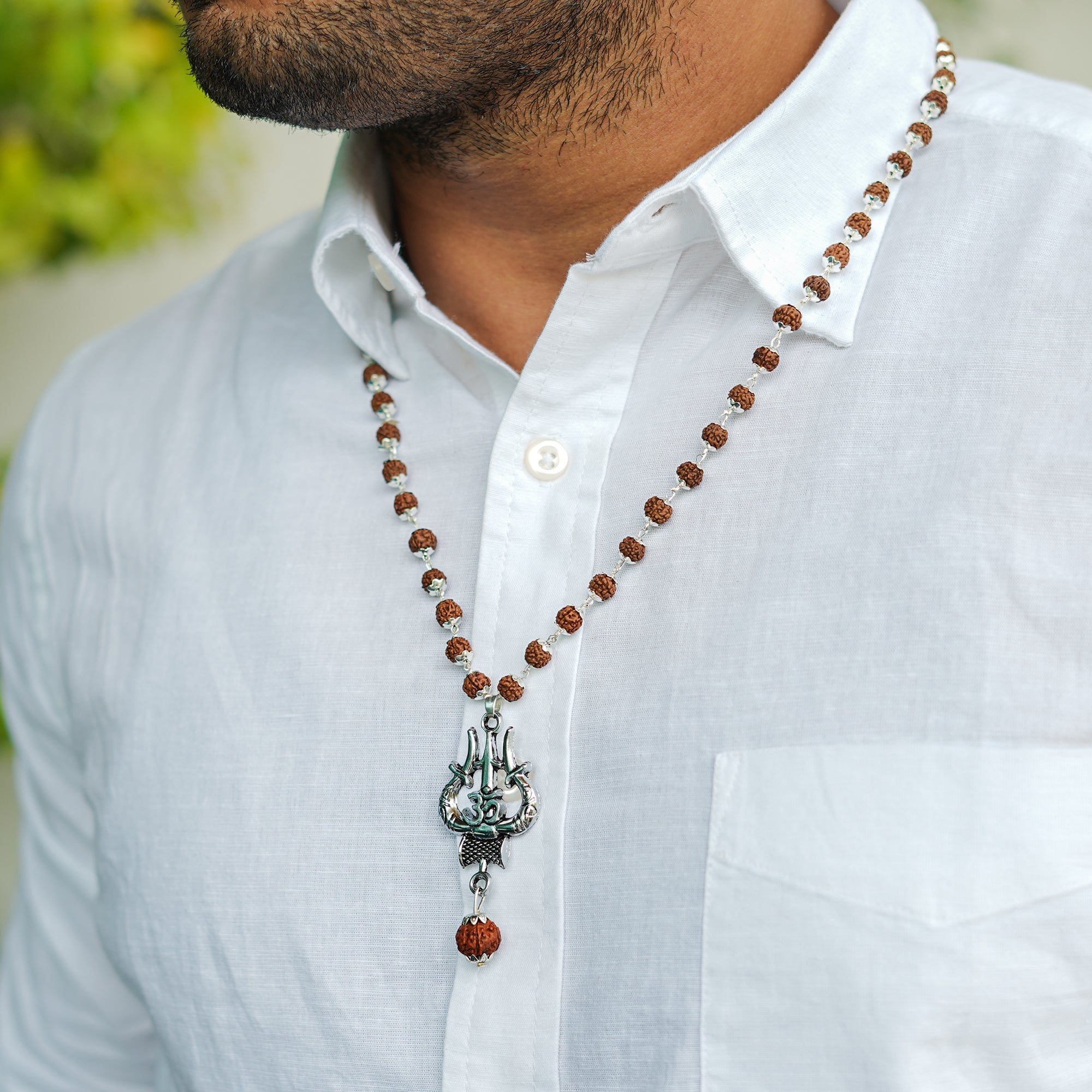 Original Shiv Trishul Rudraksha Mala (Silver)