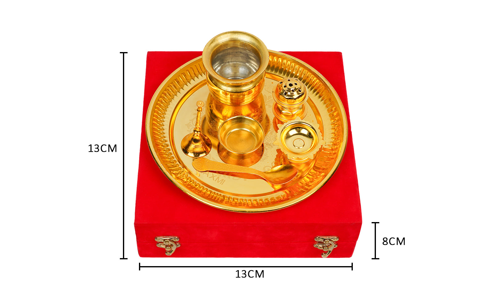 Premium Pooja Thali Set with Royal Red Velvet Box