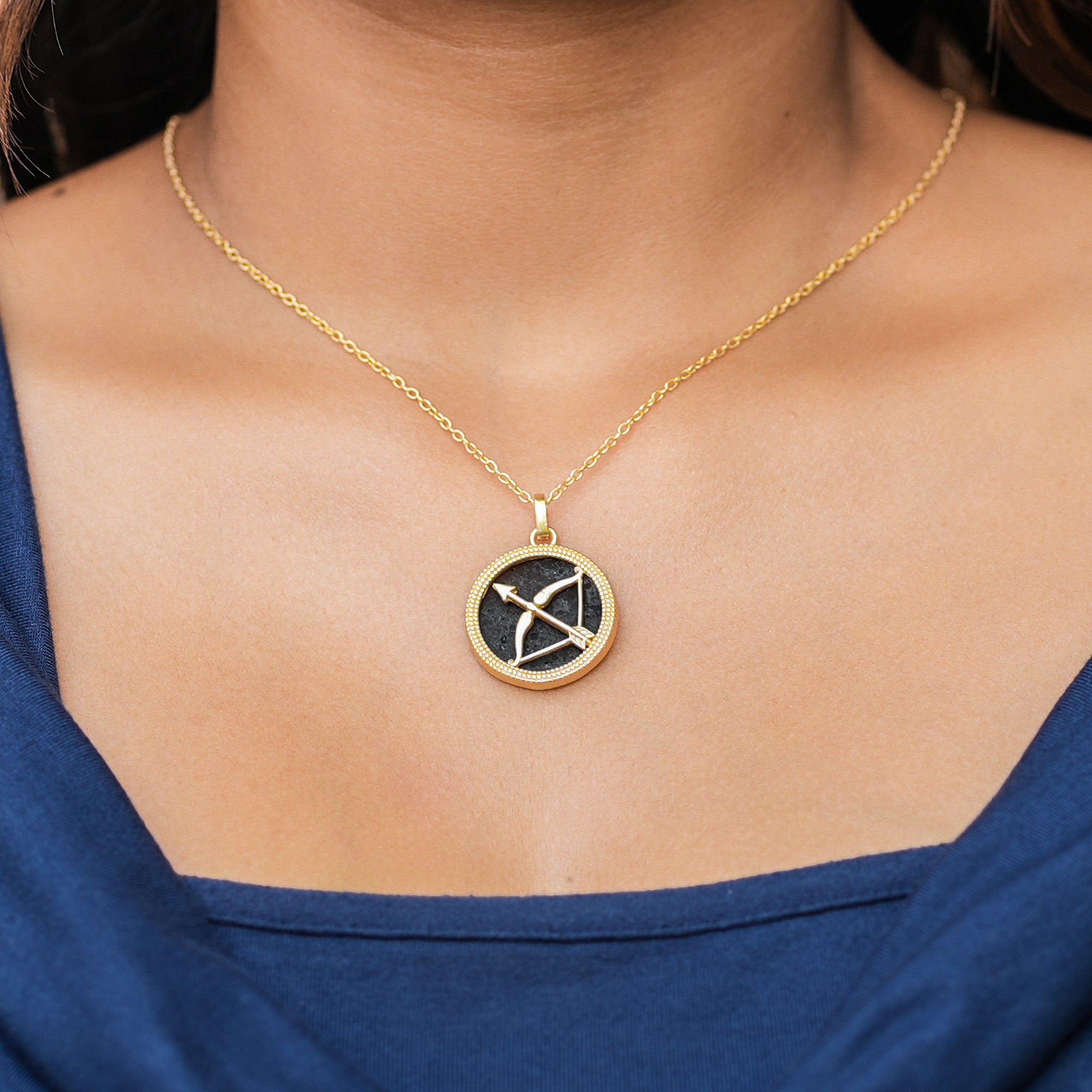 Sagittarius Black Obsidian Pendant