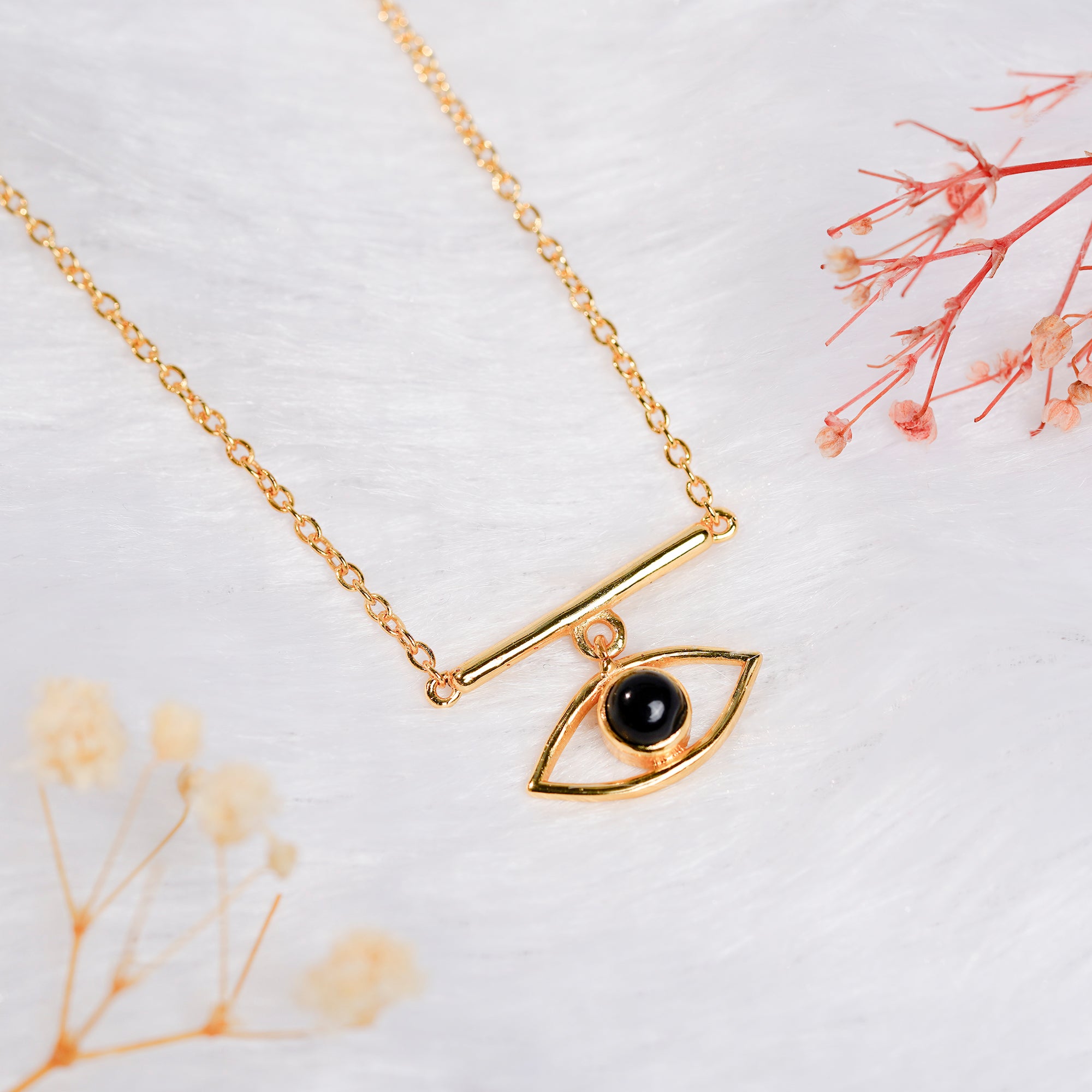 Natural Black Onyx Evil Eye Pendant Necklace | Everyday Protection Jewelry