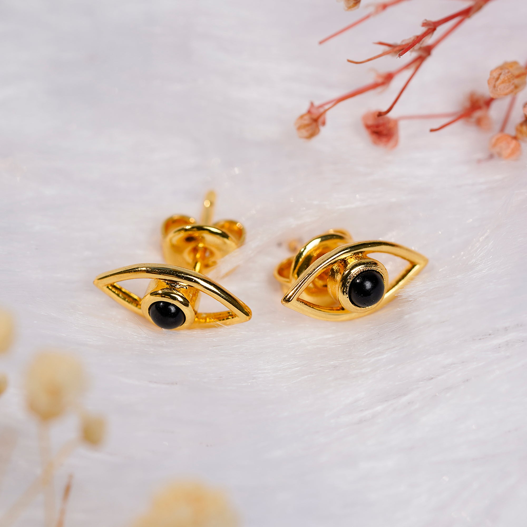 Natural Black Onyx Evil Eye Earrings | Everyday Protection Jewelry